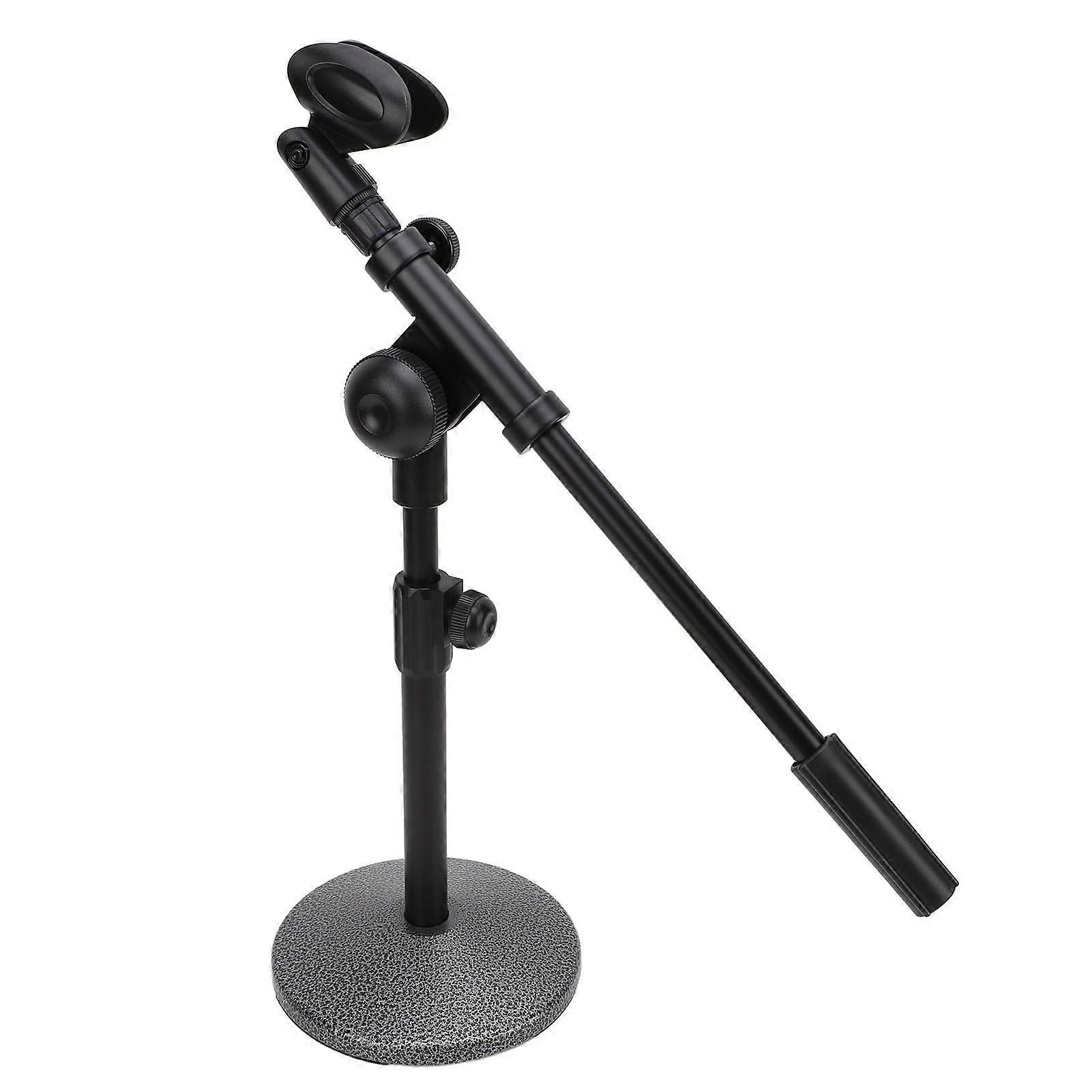 Desk Mic Stand Adjustable Height Angle Weighted Round Base Table Microphone Stand for Meeting Broadcasting 