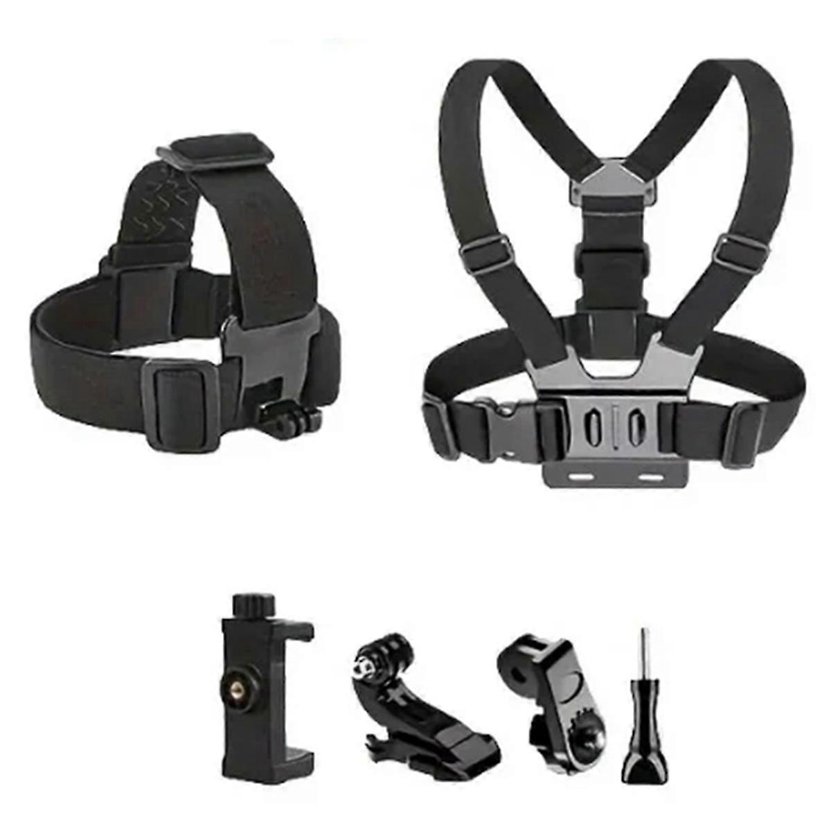 6pcs Action Camera Kit Head Strap Chest Strap Mount Adjustable for Phone Enhanced Stability
