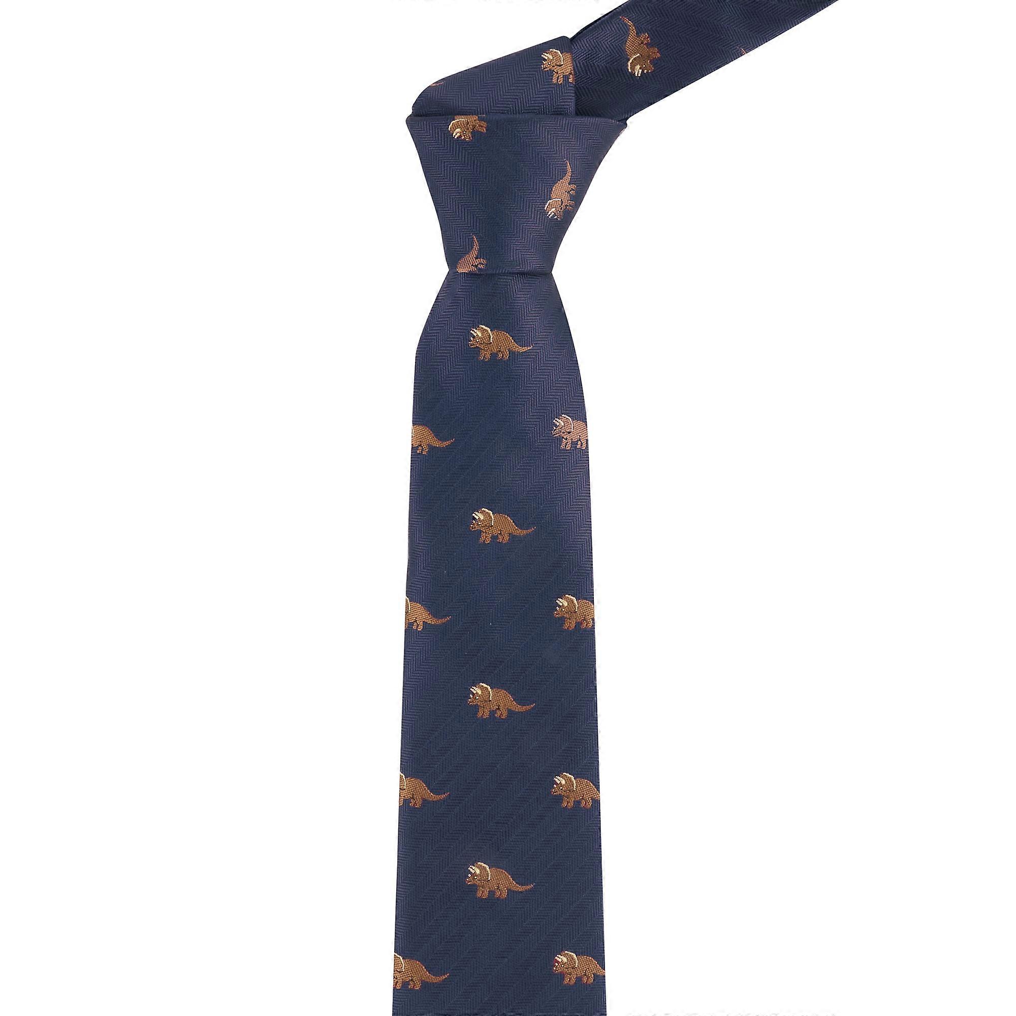 Navy Blue Triceratops Herringbone Tie