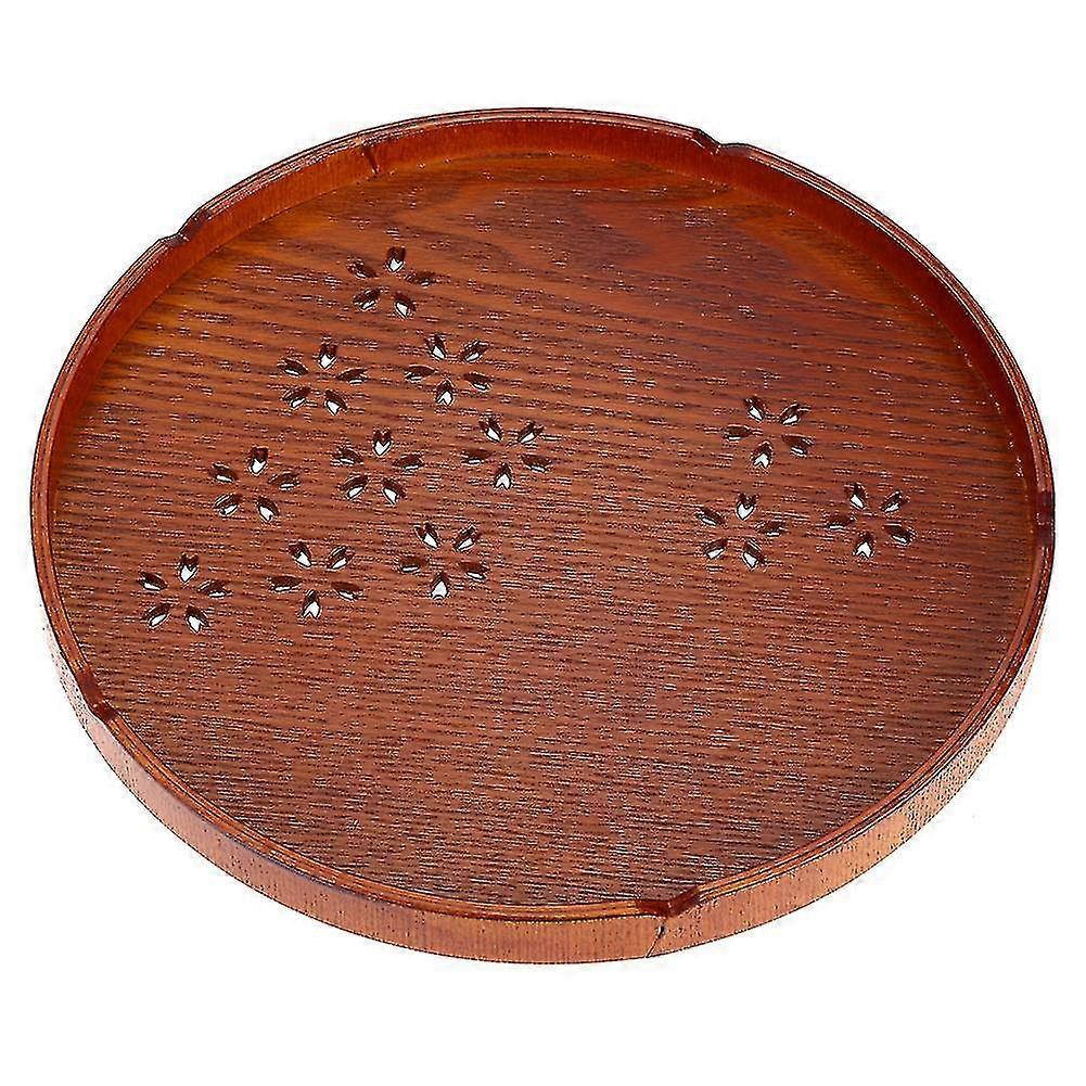 Round Solid Wood Serving Tray for Tea Coffee Snacks Meals Restaurant Use