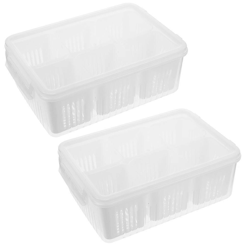 Airtight Crisper Box Fridge Containers With Lids For Refrigerator Use Food Grade PP Material 2 Sets