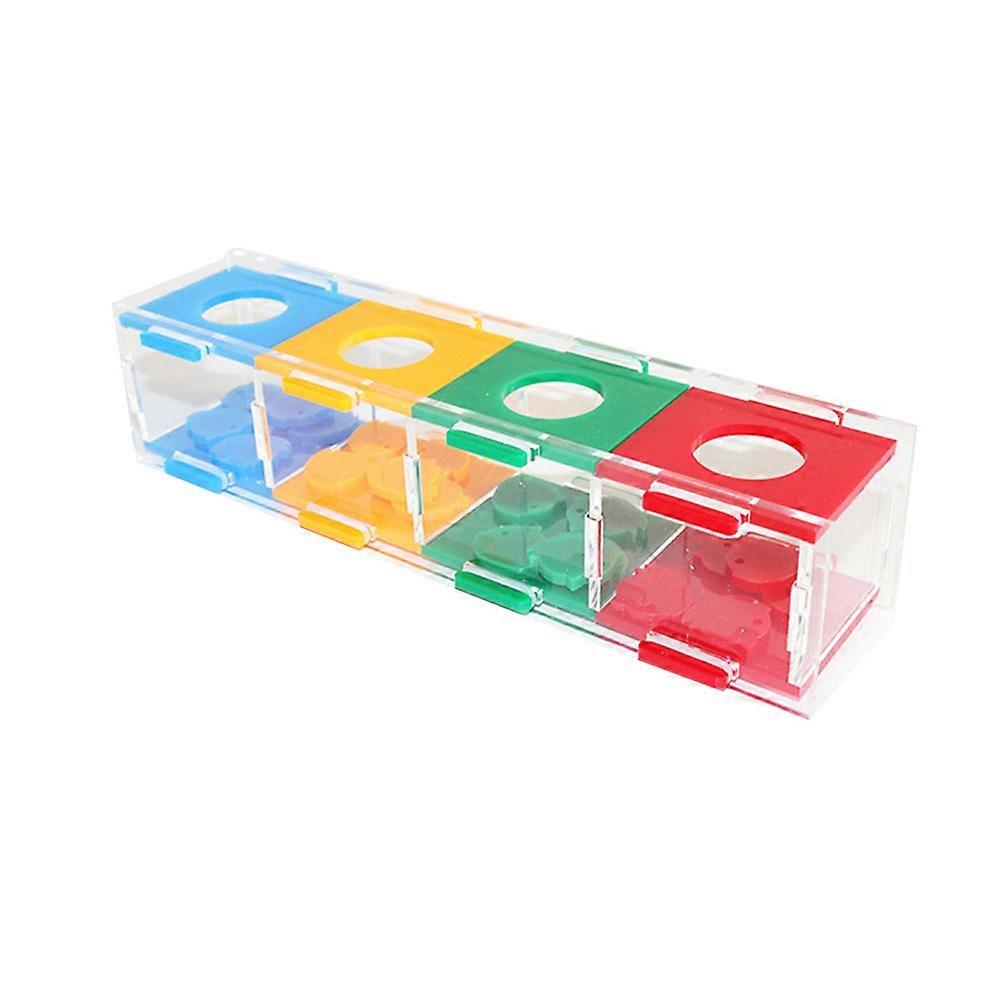Bird Chew Toys Coin Box Bird Colors Intelligence Development Entertainment Easy to Clean for Parrot Macaw Cage Playtime 26*7*6cm 1Set