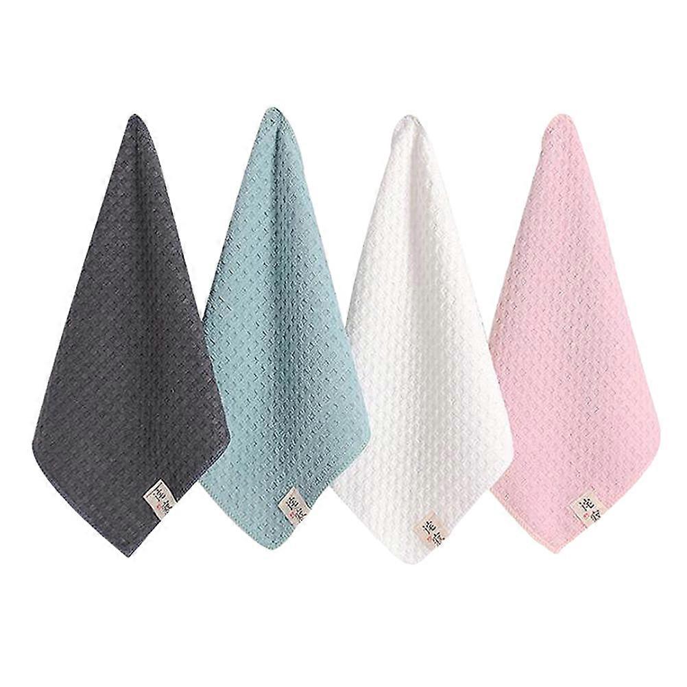 4 Pack Soft Square Face Towels   Breathable, Absorbent & Quick Drying Multipurpose Kerchiefs for Bathroom Use