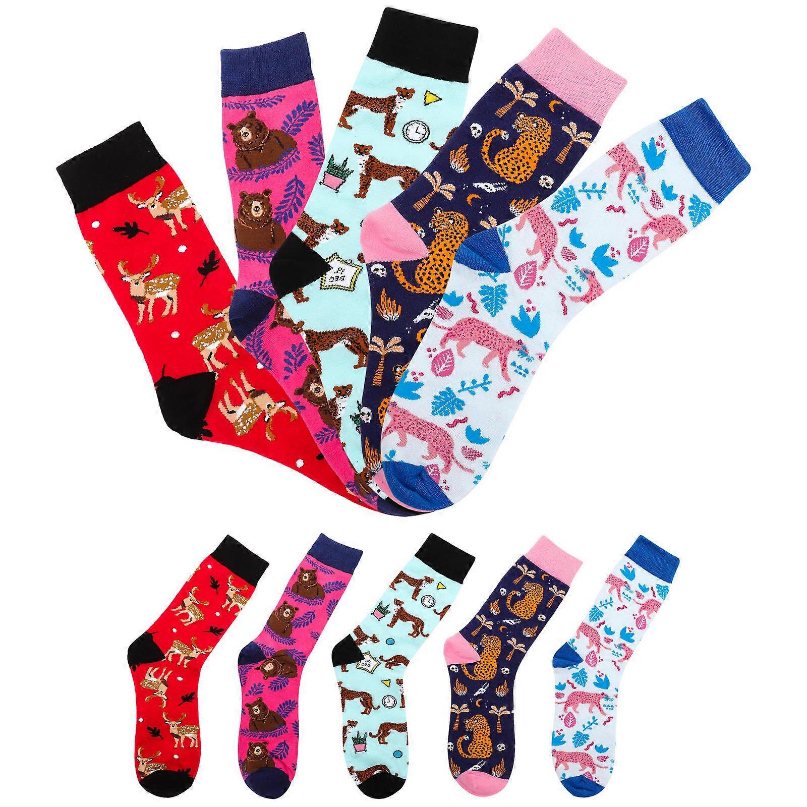 Warm Socks For Women Winter Socks Calf High Socks Women Assorted Color Combed Cotton 5 Pairs