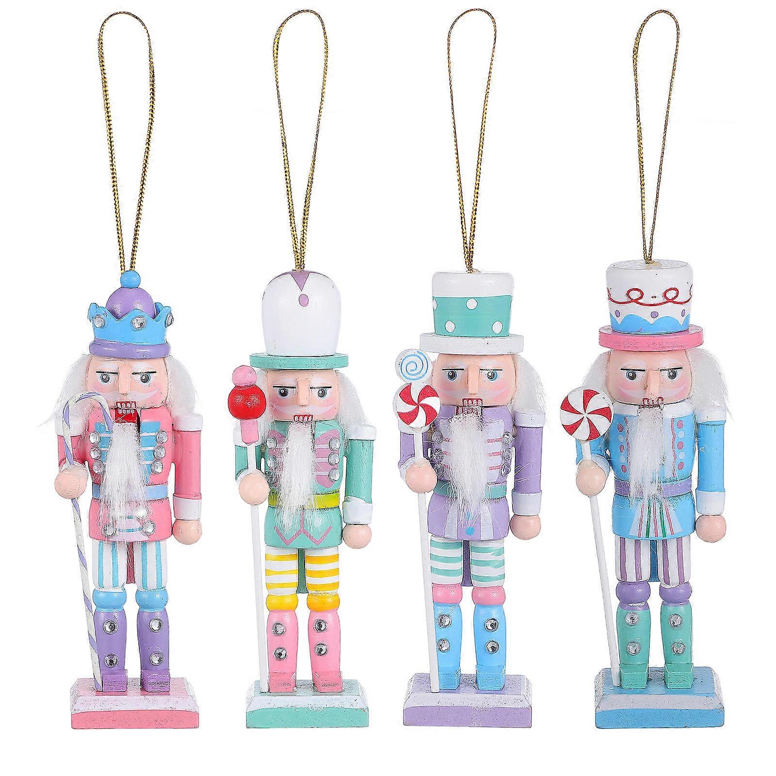 Nutcracker Figurines Christmas Nutcracker Decoration Traditional Soldier Puppet Assorted Color 12.00X3.50X3.50cm 4Pcs