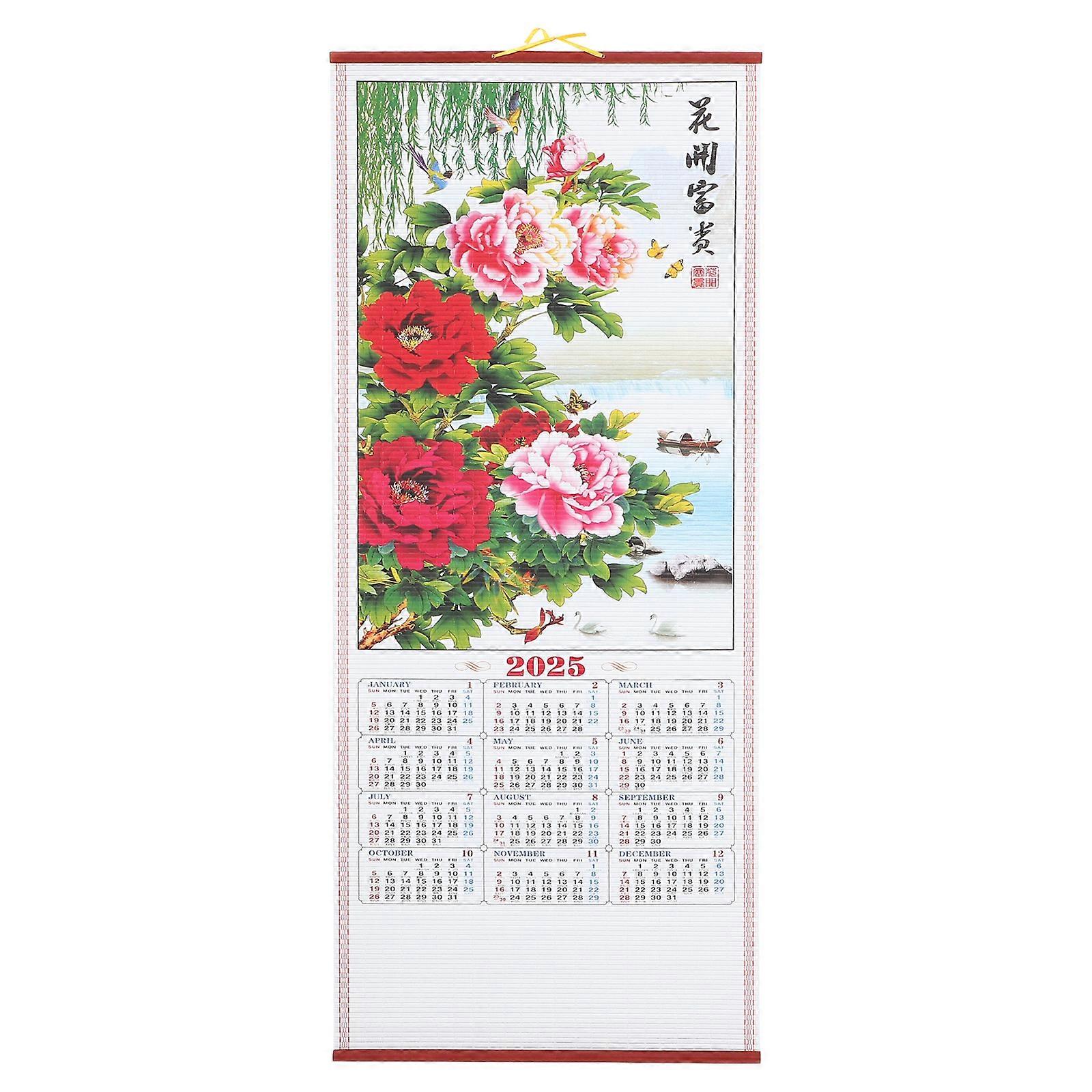 Year Snake Hanging Calendar Decorative Wall Calendar for Home or Office Use, Monthly Planner with Note Space