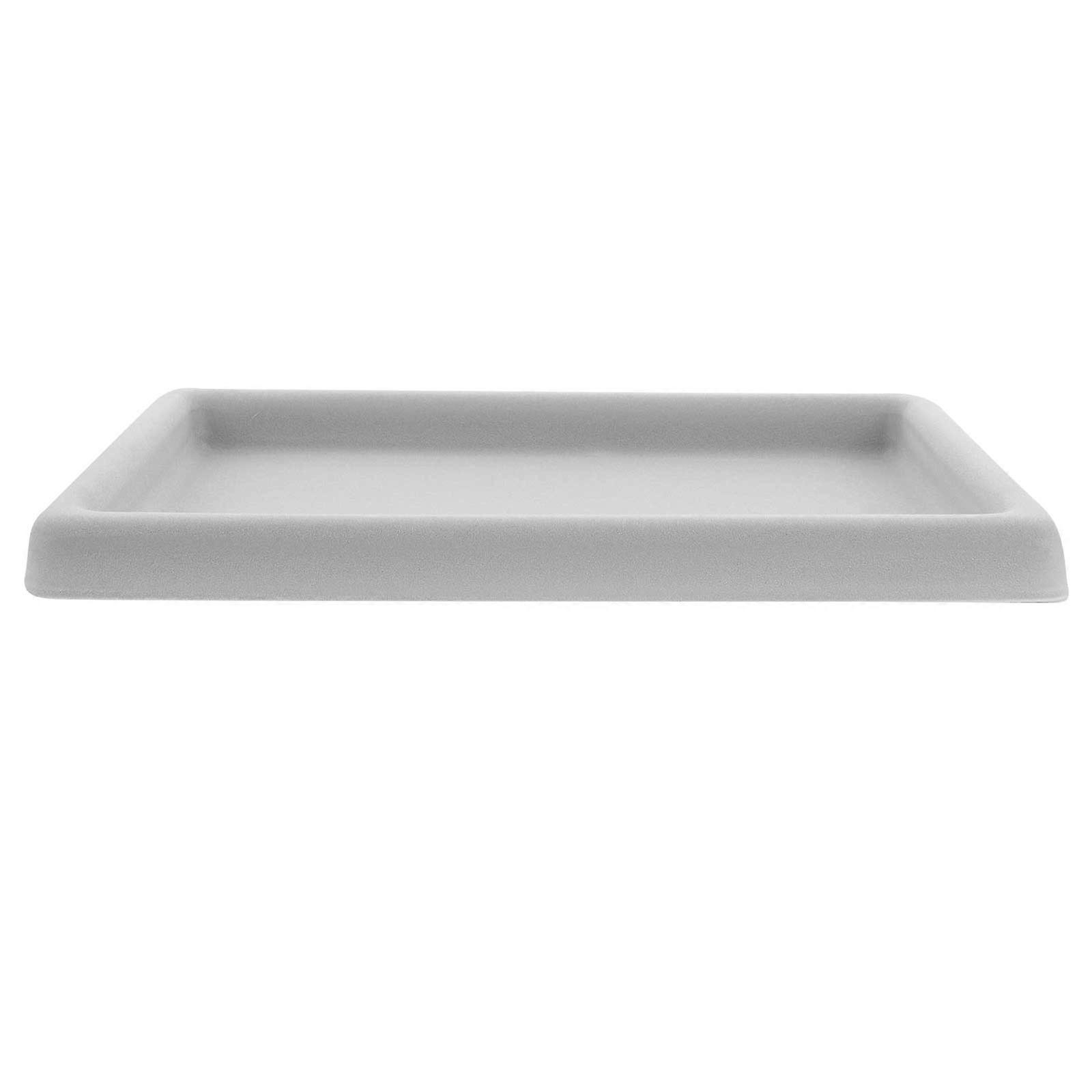 Jewelry Display Tray Rectangular For Home Use Light Grey 27.00X20.00X2.00CM Plastic Flocking Material Organizing 1Pack