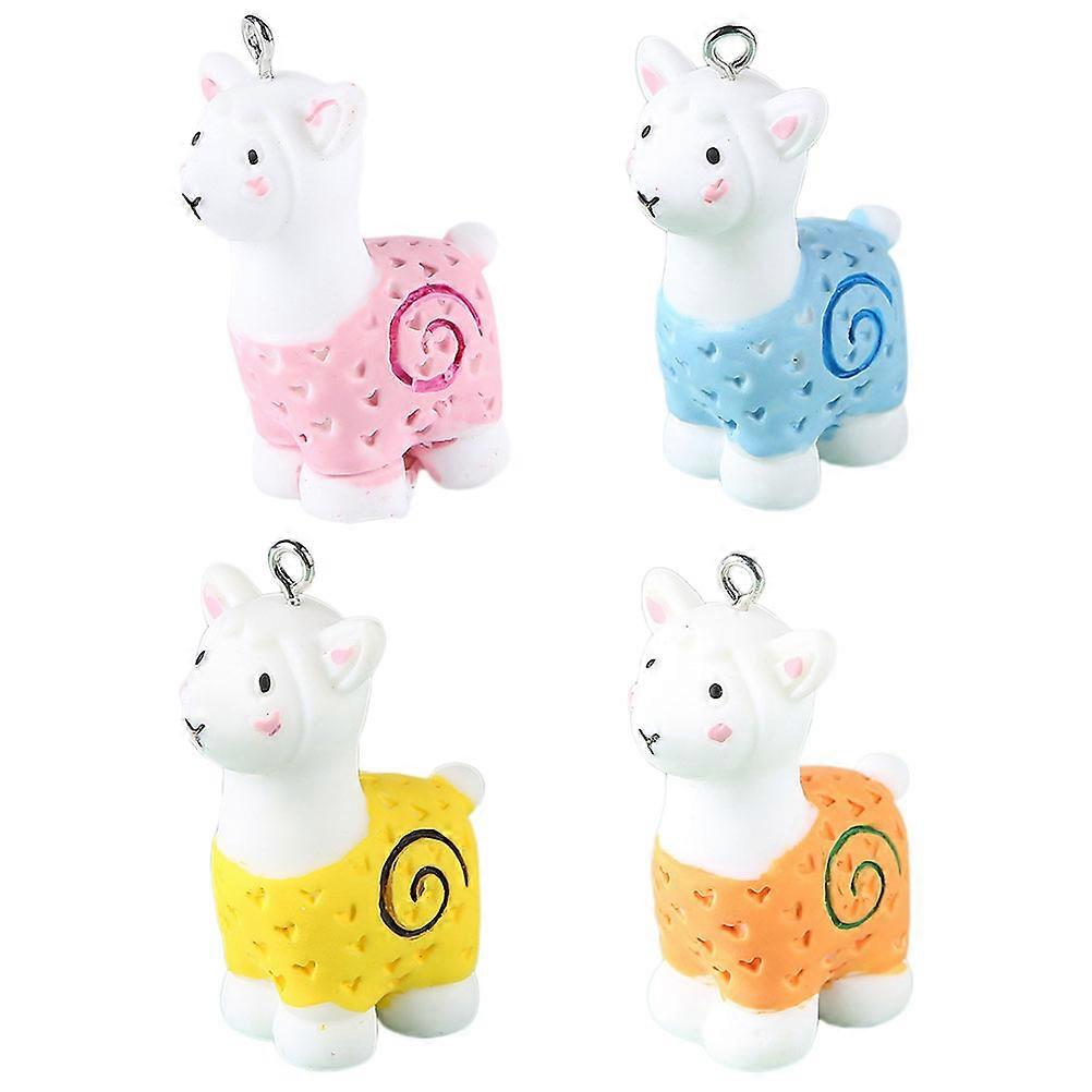 Alpaca Ornaments For Keychain Pendant Resin Simulation Ornaments Party 4Pcs