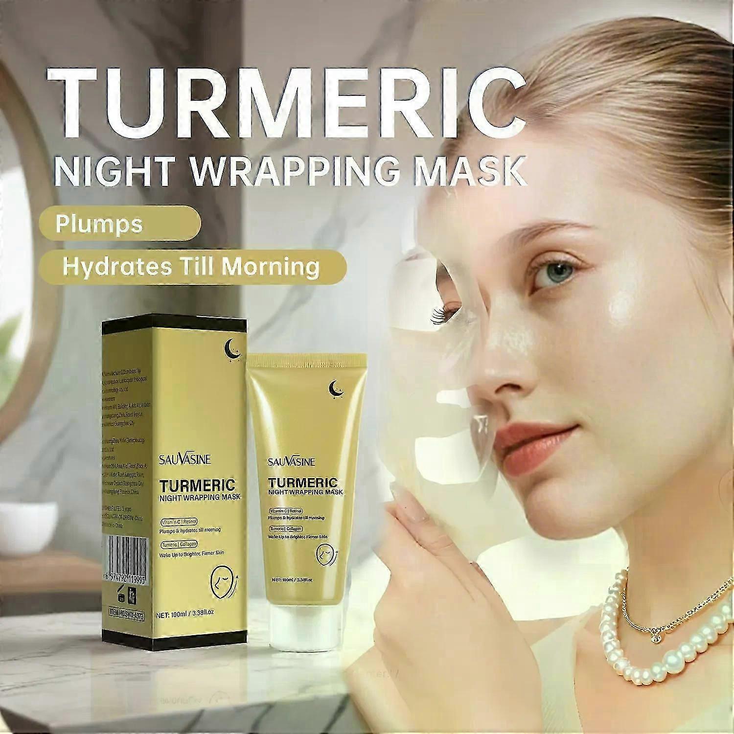 Turmeric Overnight Wrapping Peel Off Mask - Nourishes dull, uneven skin with Marine collagen for glowing skin and improved elasticity