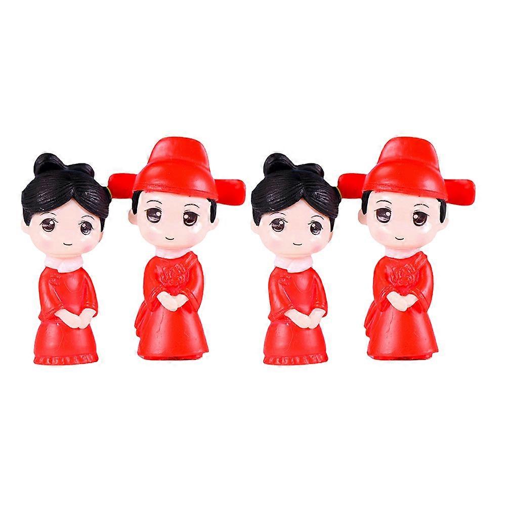 ウェディングケーキの装飾プラスチックケーキトッパーアソートカラー5.7X3.6X3.6cm古代の衣装デザイン4個