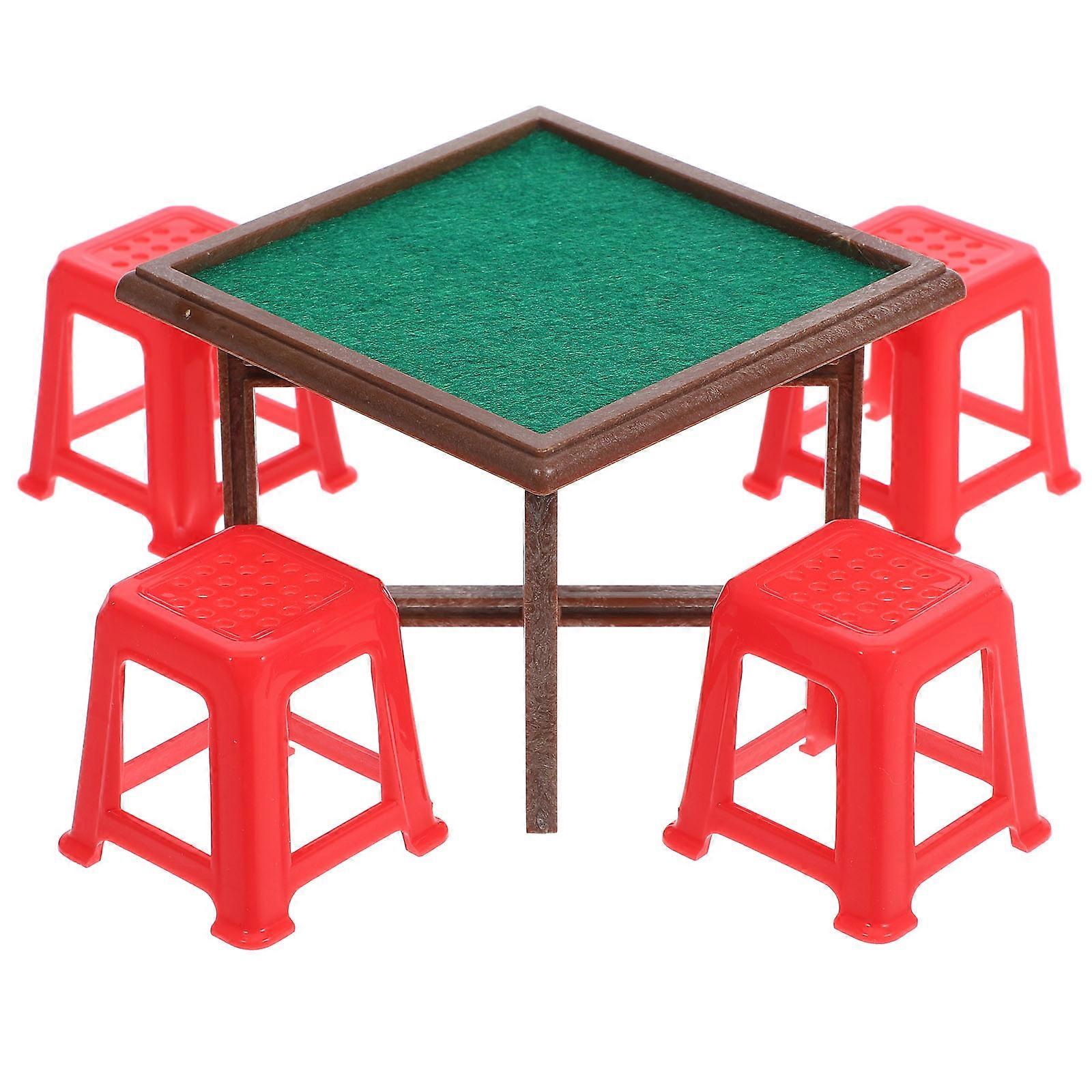 Mini House Furniture Mini Mahjong Table Doll House Set Living Room Scene Assorted Color Square Design 1Set