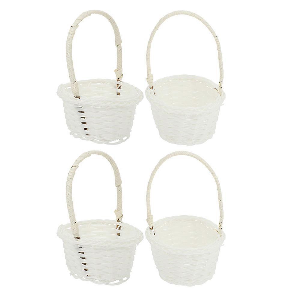 Mini Picnic Baskets Plastic Wicker Baskets Beige Color For Picnics 12.00X10.00X8.00CM 4Pcs