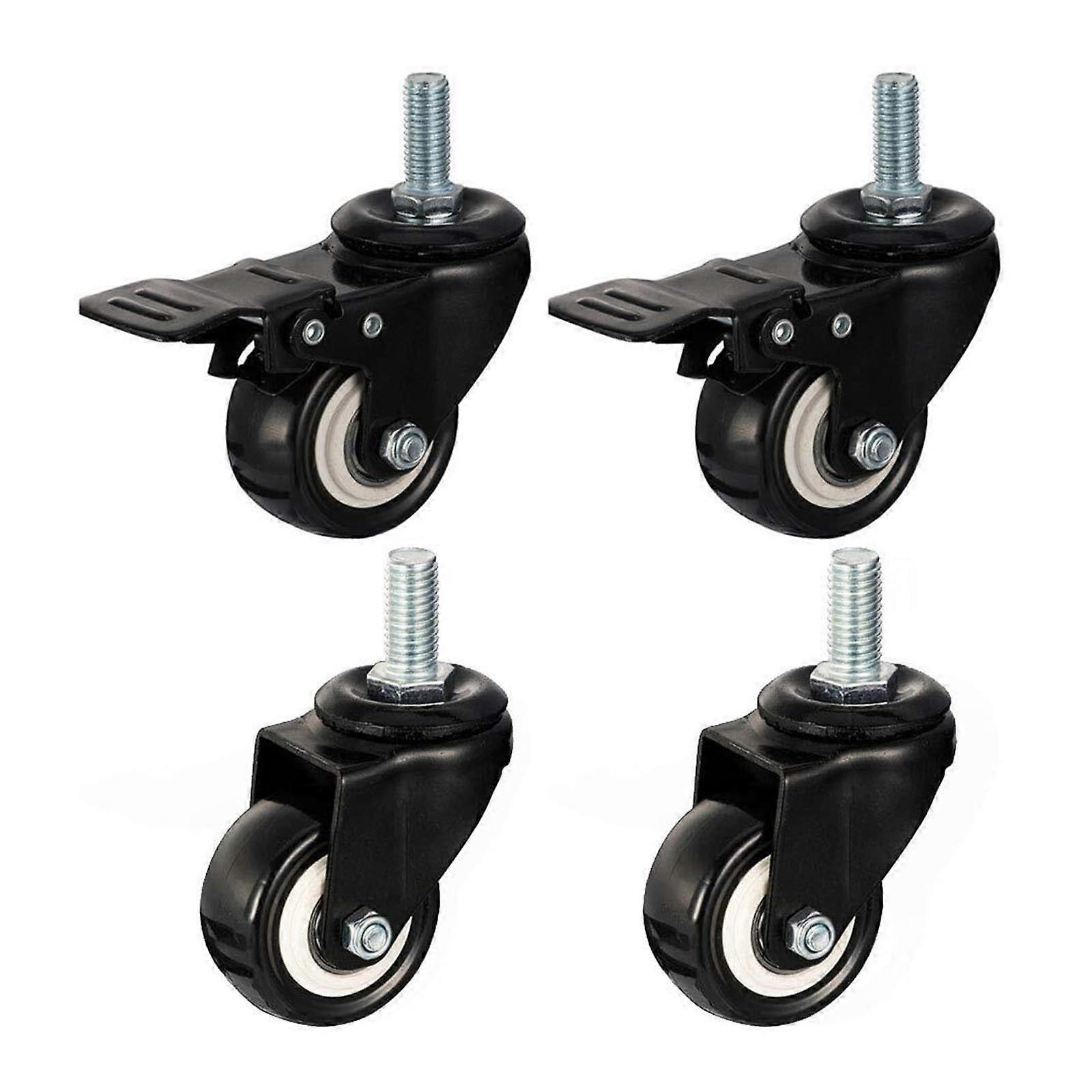 Rollen, heavy, 4piece set, casters, 1.5 inch, faux furniture casters, polyurethane, durable, with threaded stem, double bearing, workbench