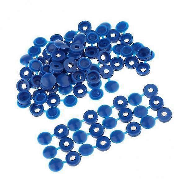 3x50pcs Furniture Decorative Cover Plastic Hinged Fold Snap Screw Caps Blue