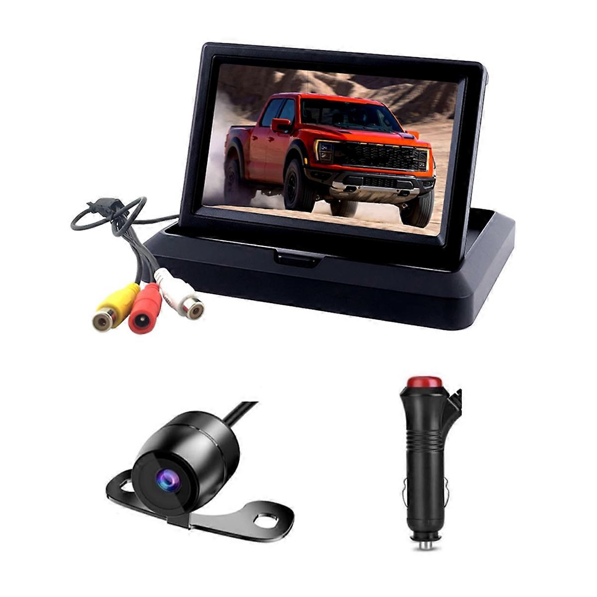 5 Inch Foldable Rear View Monitor with Backup Camera, Car Monitor Waterproof Rear View Car Camera Pa