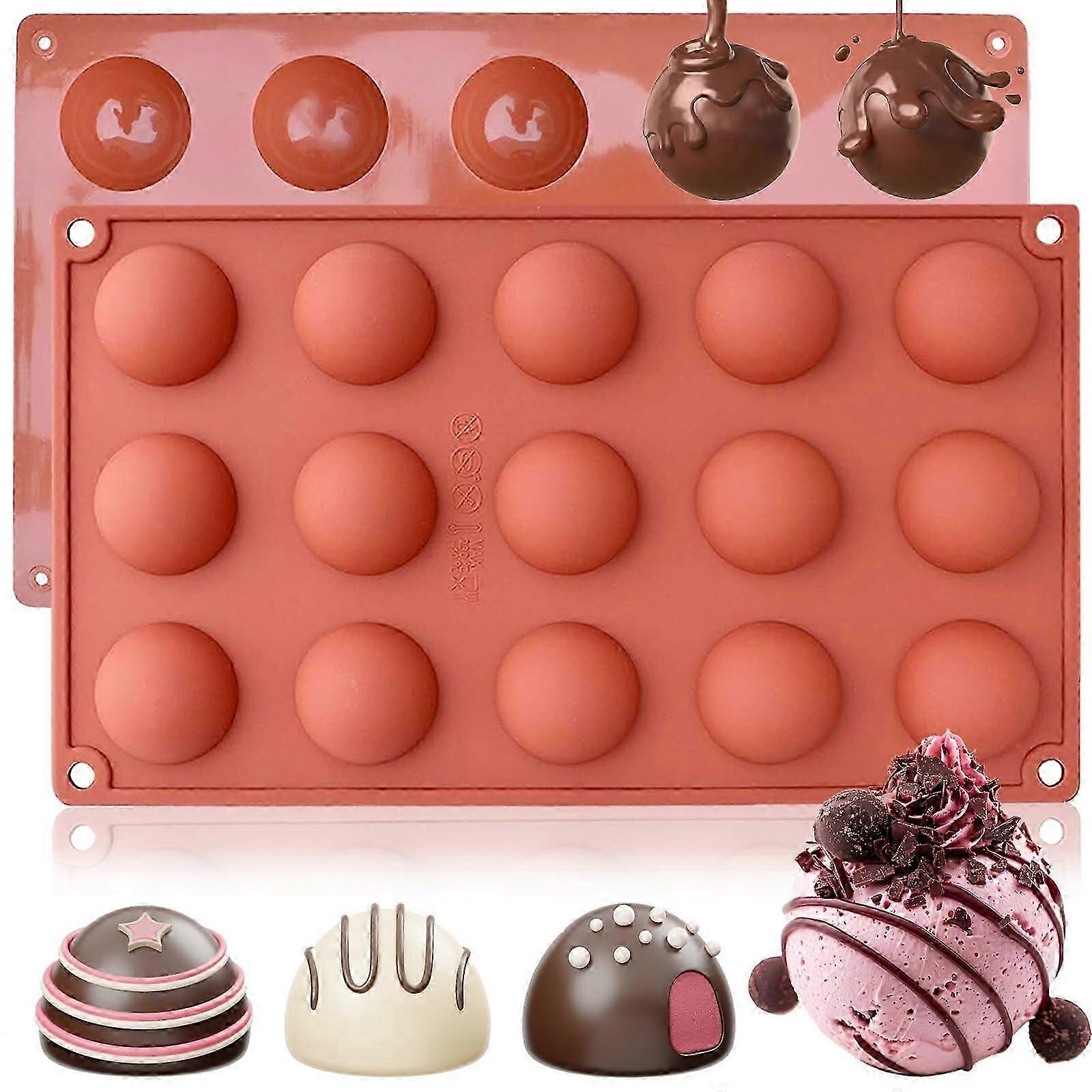 Set of 2 Silicone Chocolate Molds with 15 Cavities for Cake and Jelly, BPA-Free Design, Ideal for Various Treats