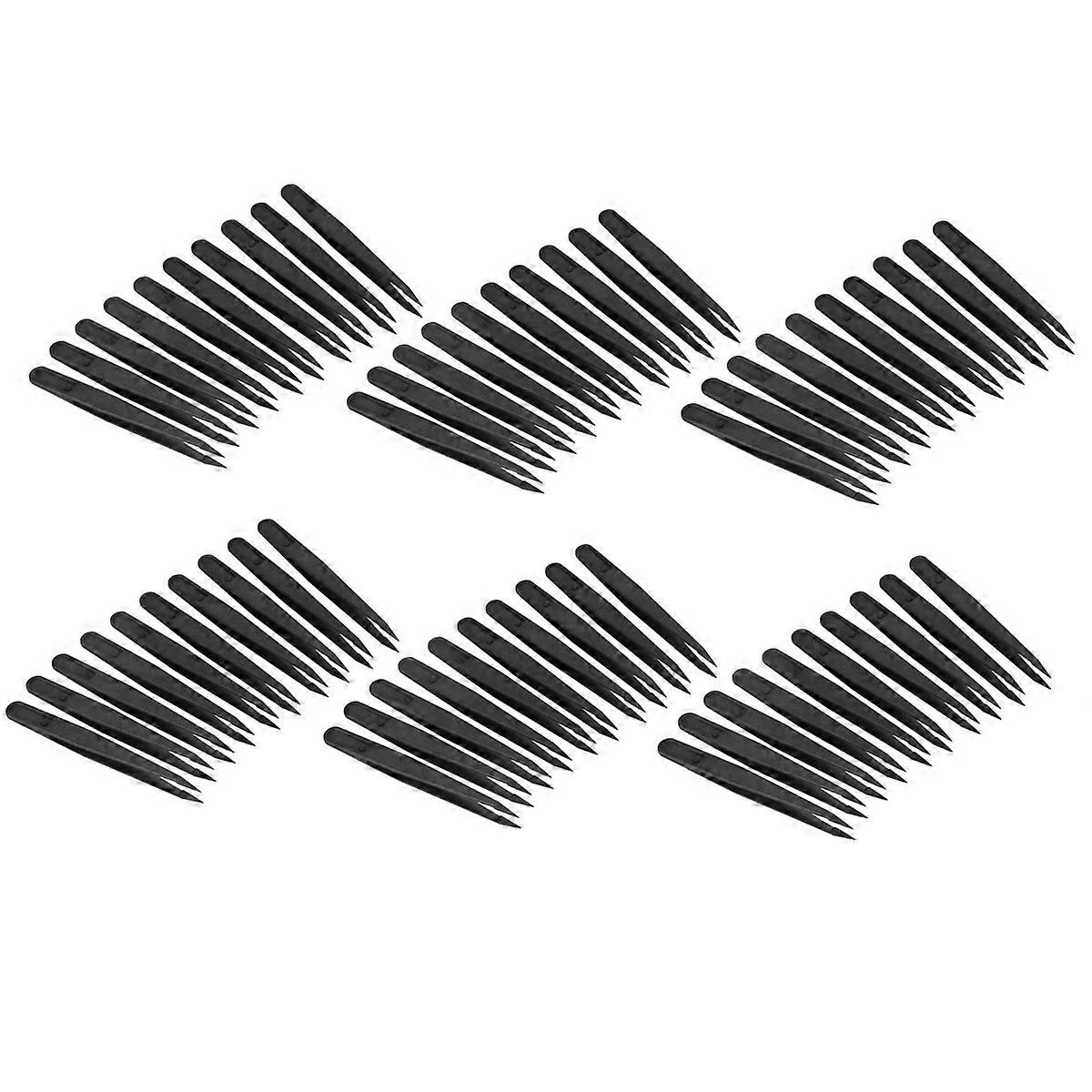 10 Pcs Black Plastic Tip Head Anti Static Tweezer 12cm Length