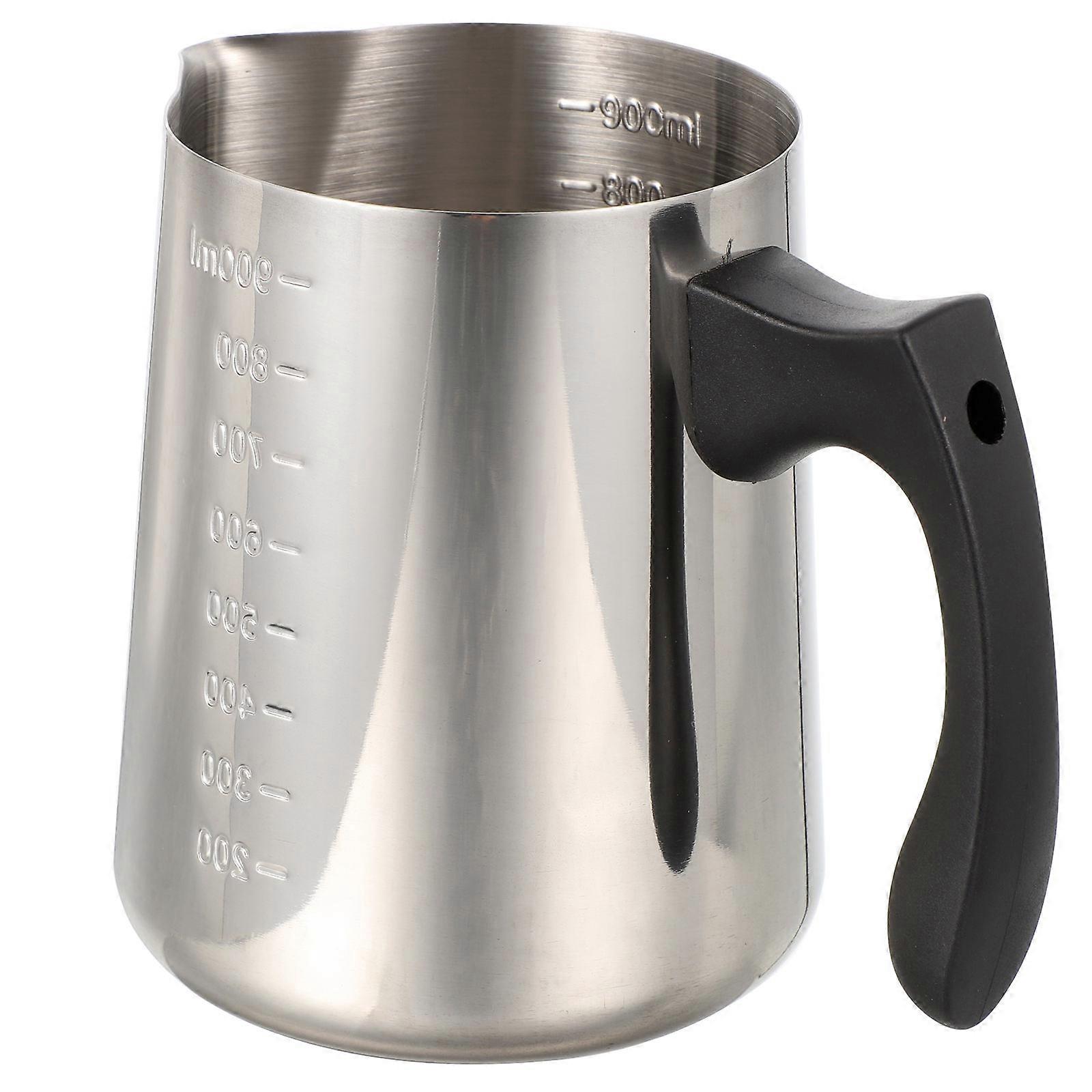 Stainless Steel Milk Pitcher Ergonomic Frothing Cup for Home and Restaurant Use Easy to Clean with Measurement Marks Steaming Pitcher Kitchen Tool
