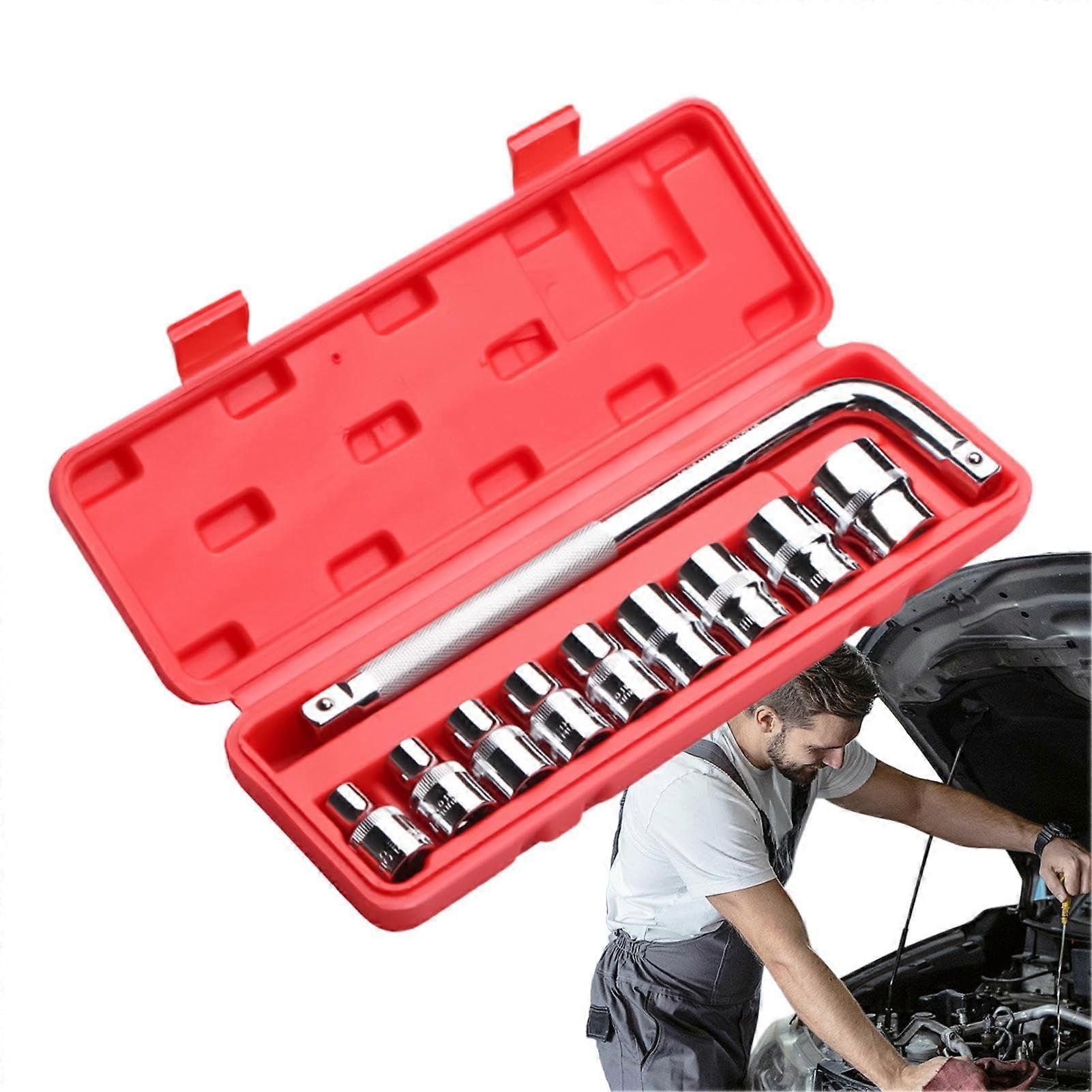 Socket Wrench Set, 1/2 Inch Drive Socket Set, 10Piece Wrench Set, QuickRelease Ratchet Set, Mechanics Hand Tool Kit, Socket Adapter for Car