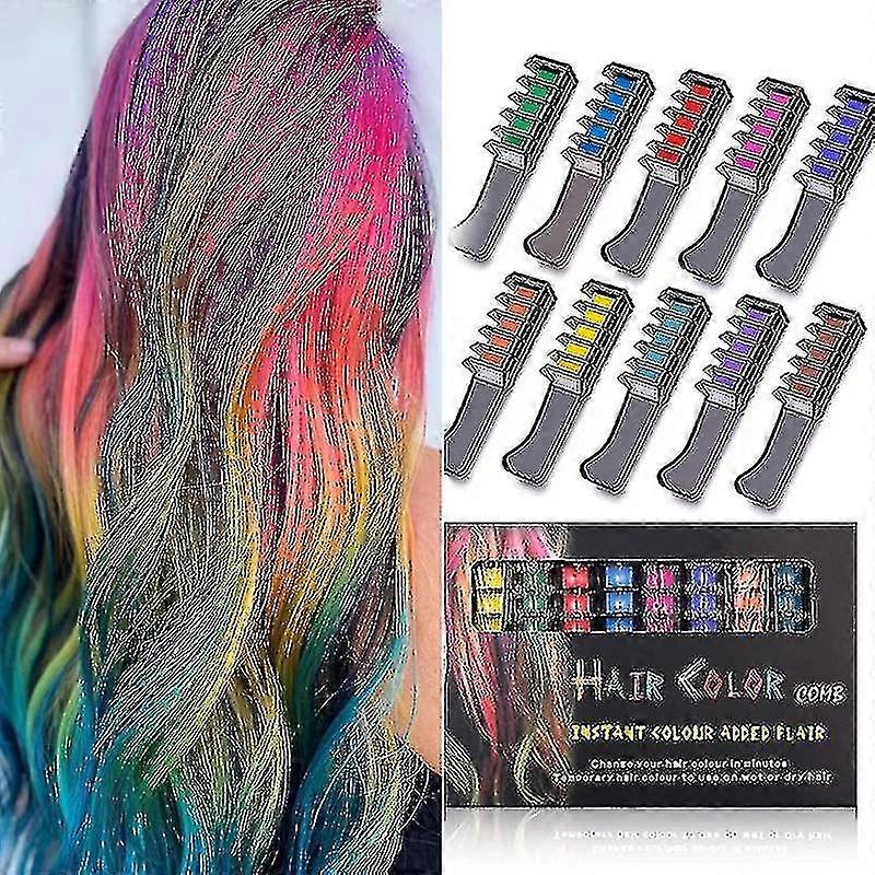 10pcs Colore Colore Peigne Set pour enfants - Peignes à craie jetables pour cheveux pour les fêtes de mode