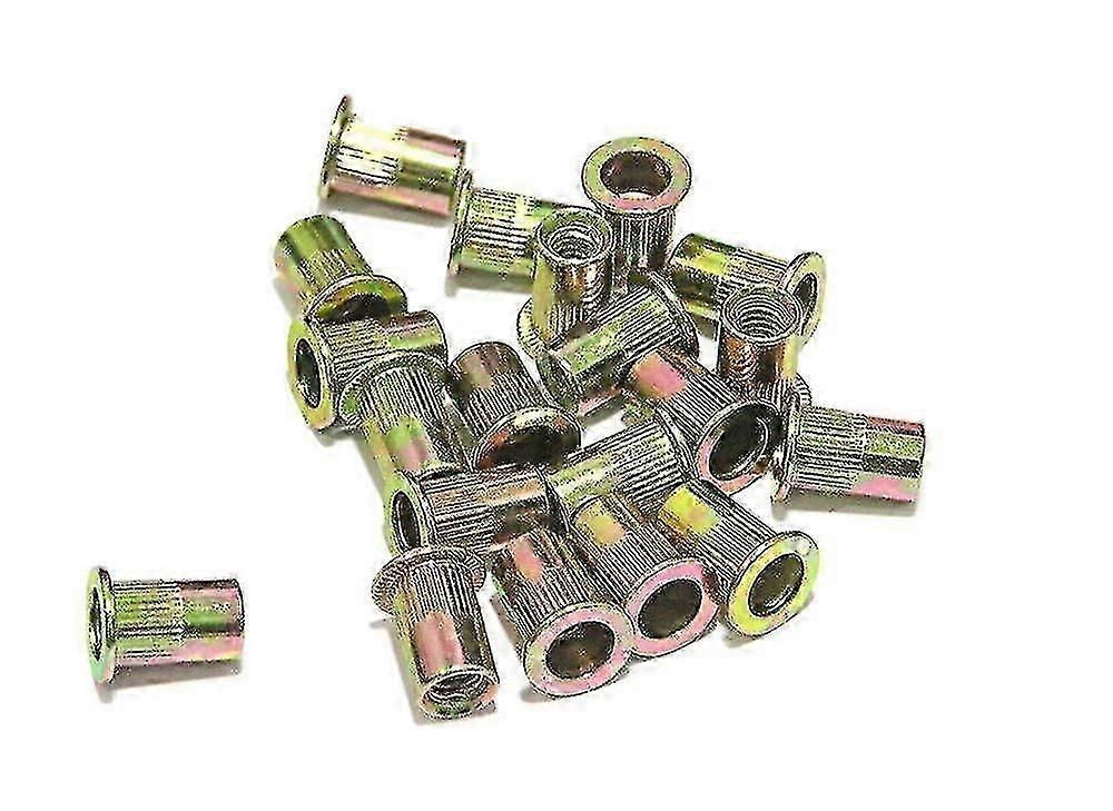 10pcs Plated Carbon Steel Rivet Nut Flat Head Insert Nutsert M6*15