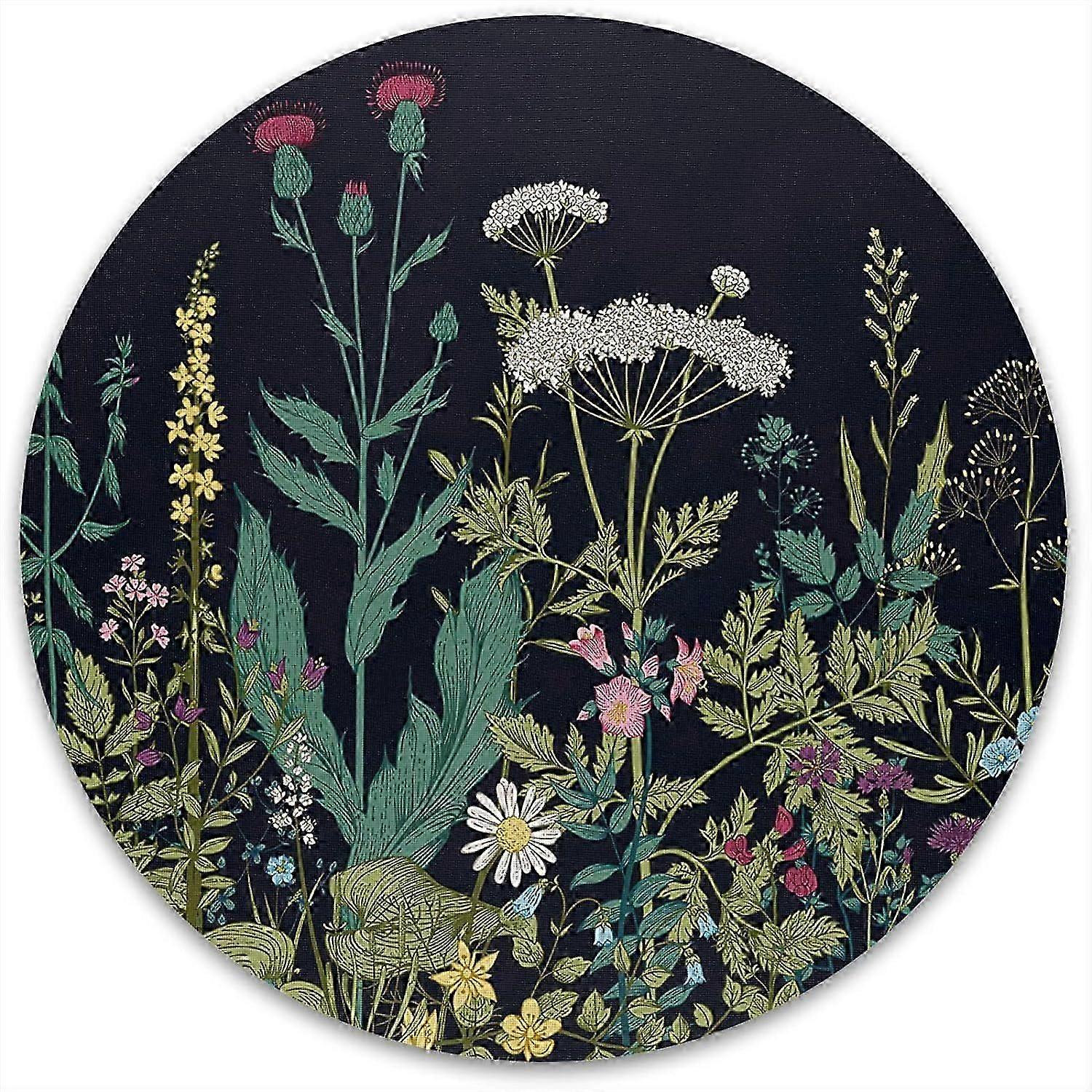 Premium-Textured Small Round Mousepad , Cute Mouse pad for Wireless Mouse, Waterproof Non-Slip Rubber Base Mouse Mat-, Daisy Flower