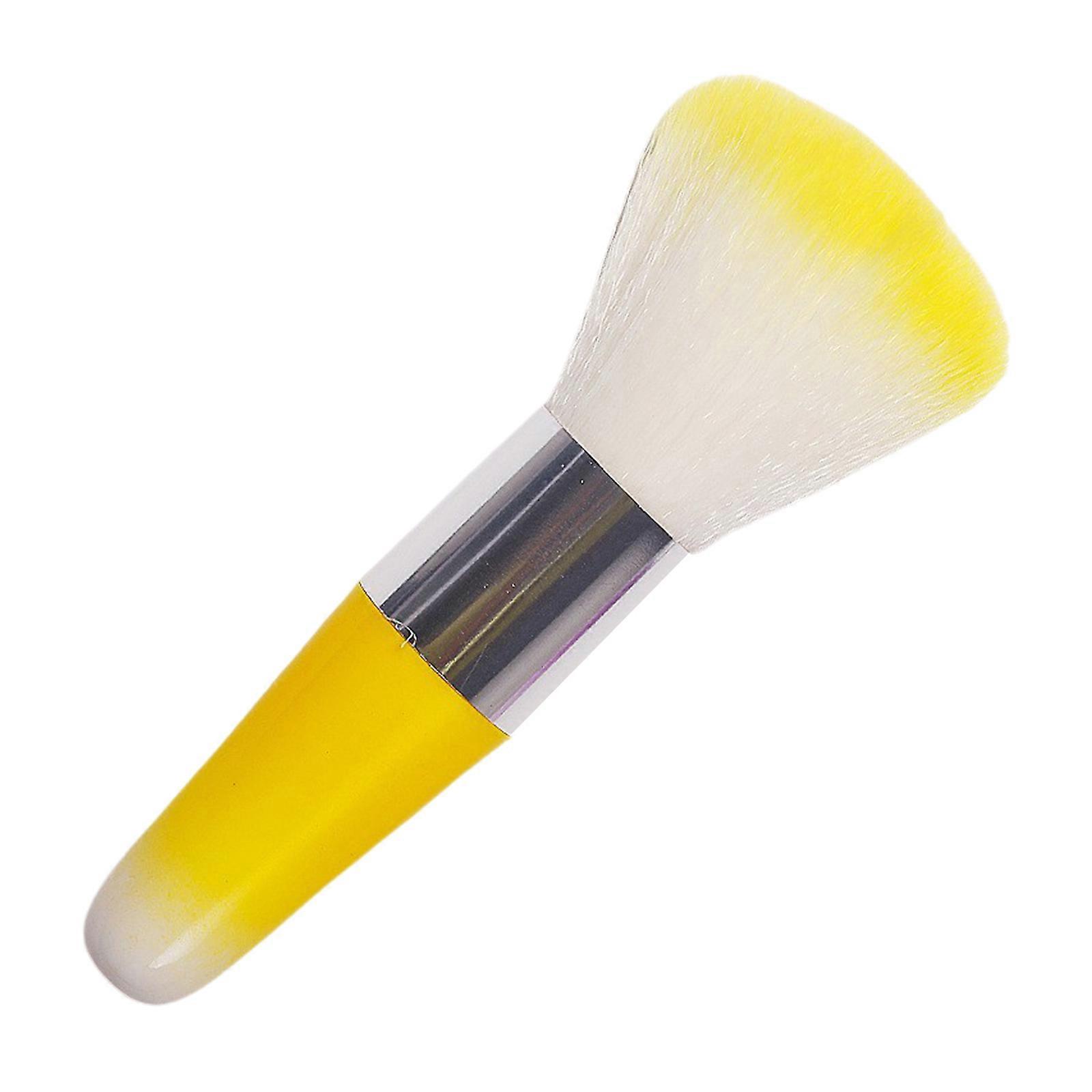 Gentle Nail Art Dust Brush Compact Ergonomic Handle For Efficient Manicure Cleaning And Multi Purpose Use Yellow
