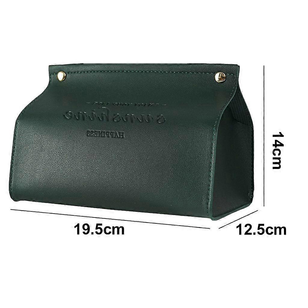 Leather tissue box, rectangular tissue box, home, office, car tissue box (green)