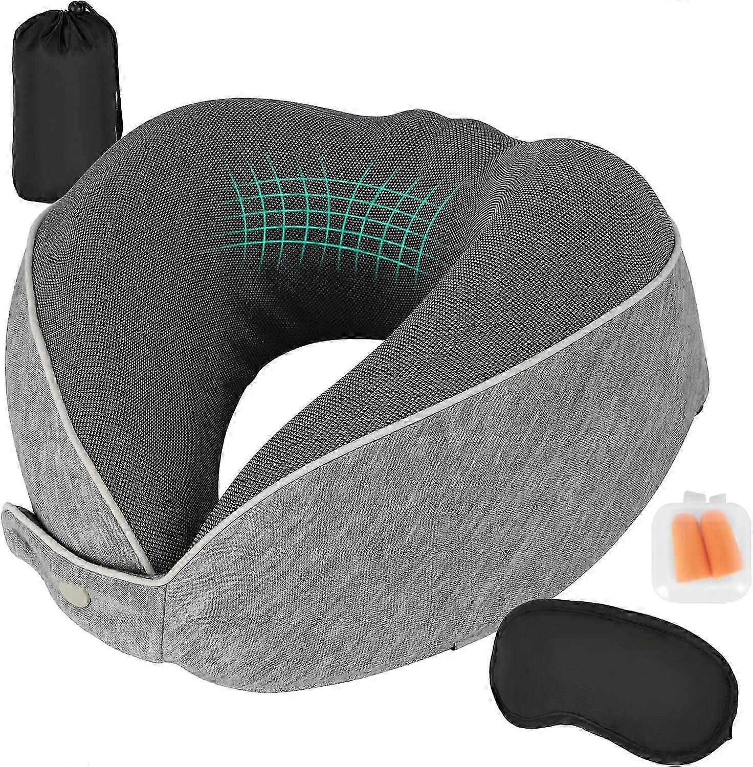 Travel Pillow, Memory Foam Neck Pillow for Travel, Soft Neck Support Pillow, Quick-Load Flight Pillow (Dark Gray)