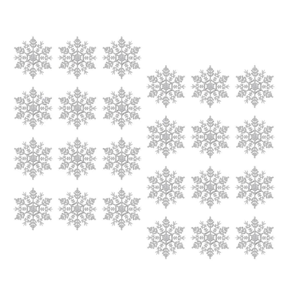Artificial Snowflakes Plastic Hanging Ornament for Christmas Tree 24Pcs