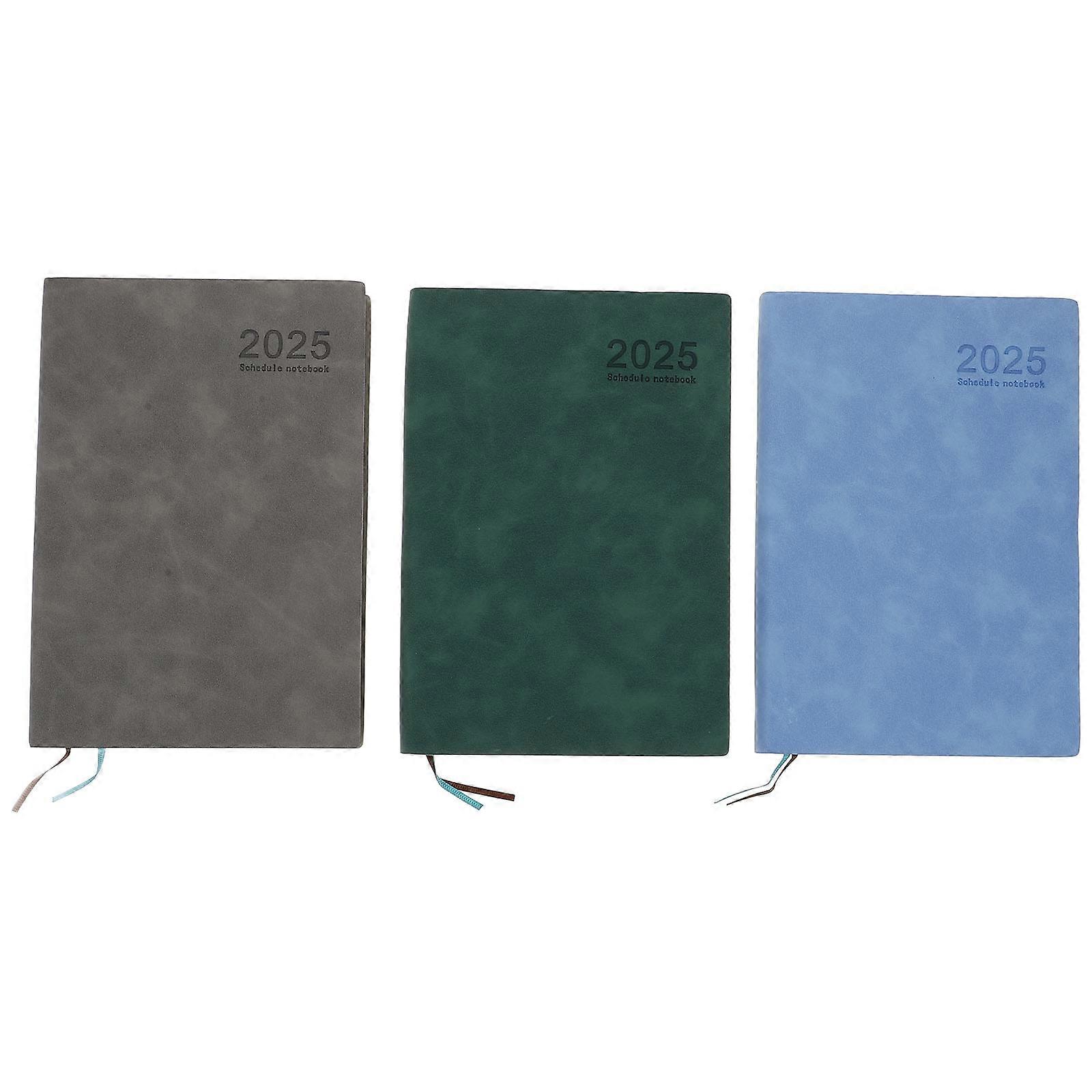 Daily Journal Planner Book Rectangular Modern Design For Students Professionals 3Pcs A5 2025 Edition