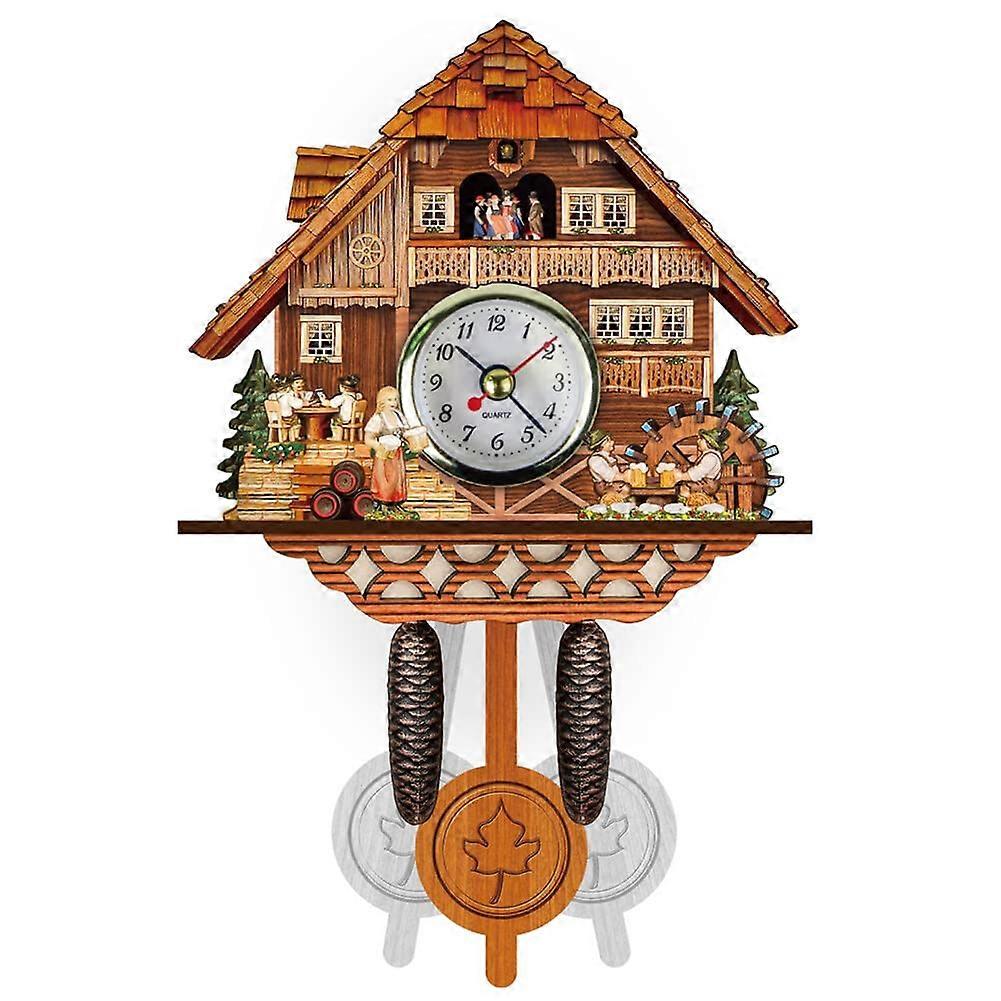 Wooden Handmade Bird Wall Clock, Battery Operated Pendulum Quartz Clock