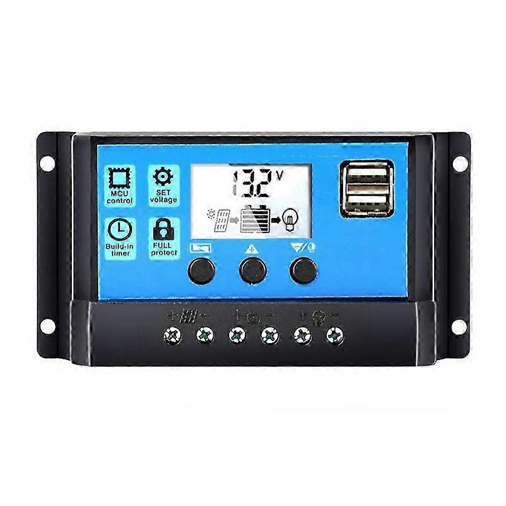 Universal Solar Panel Controller Battery Charge Regulator 12V/24V Auto With Dual USB for DIY