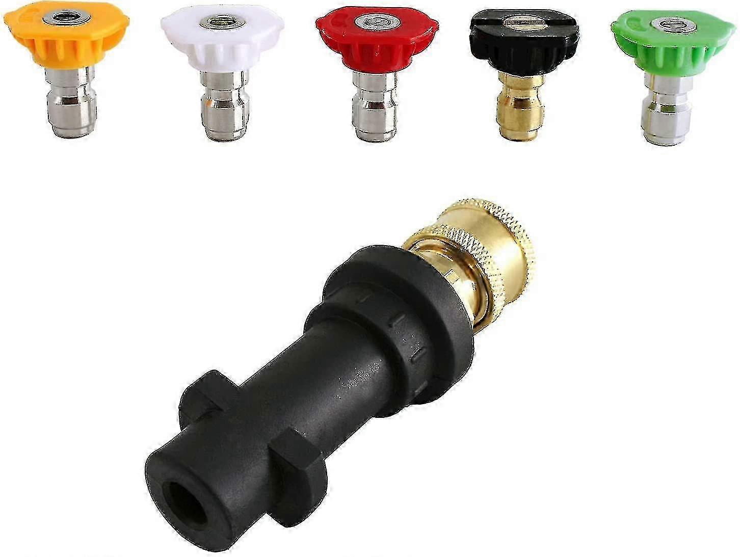 Pressure Washer Adapter, To 6.35mm Quick Connect For Compatible Brands, With 5 Pressure Washer Nozzles Ti-Yvan