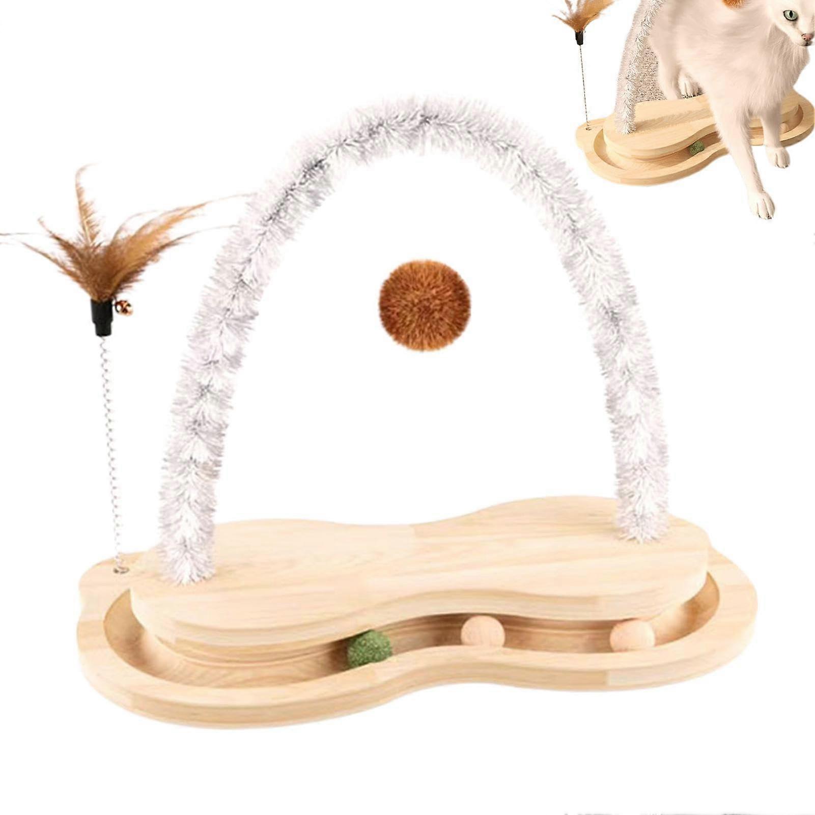 Cat Scratcher with Ball, Cat Scratching Toy, Wooden Scratching Arch for Cats