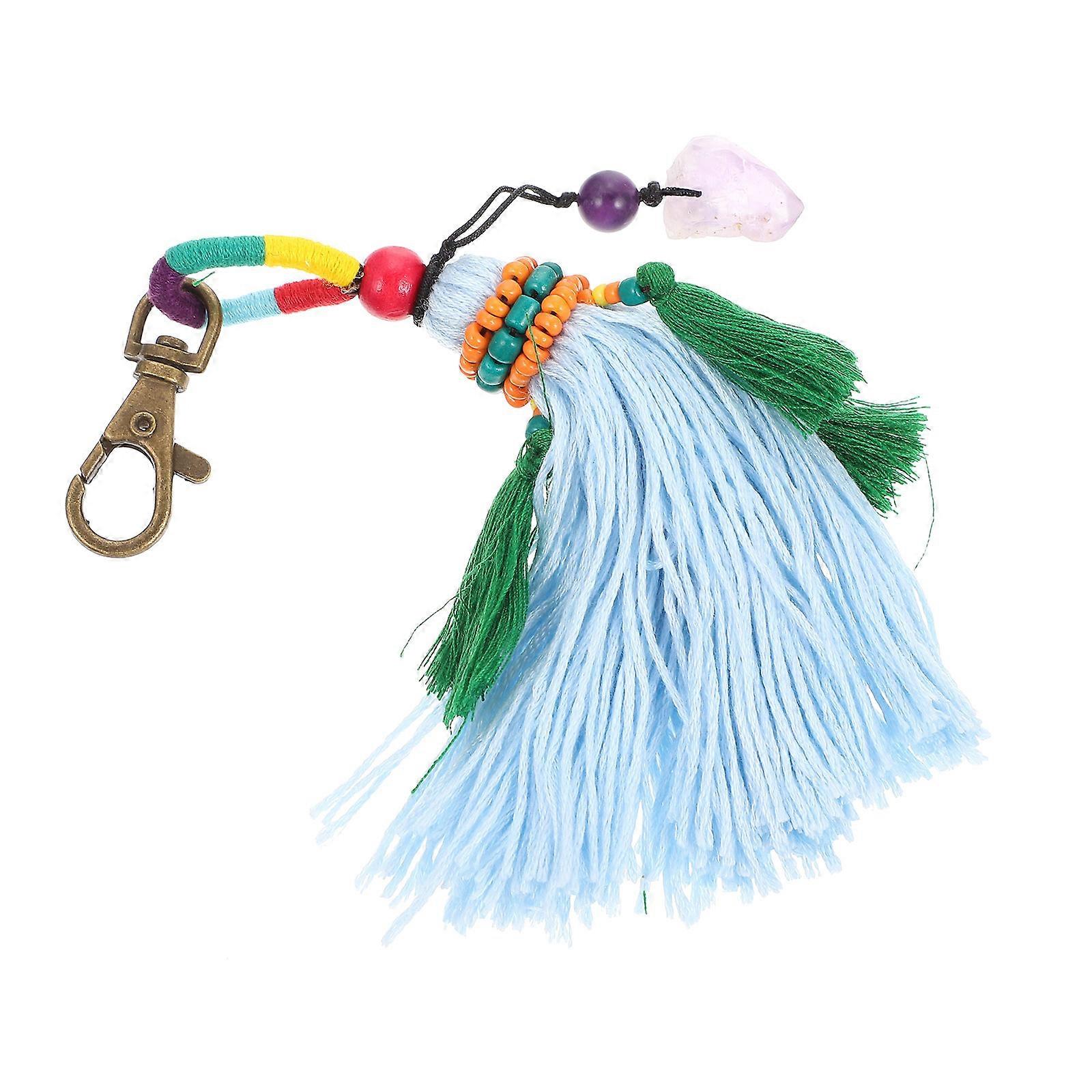 Boho Tassel Keychain Bohemian Tassel Pendant Car Charm Pendant present Giving 6.7×1.8×1.8in 1Pack
