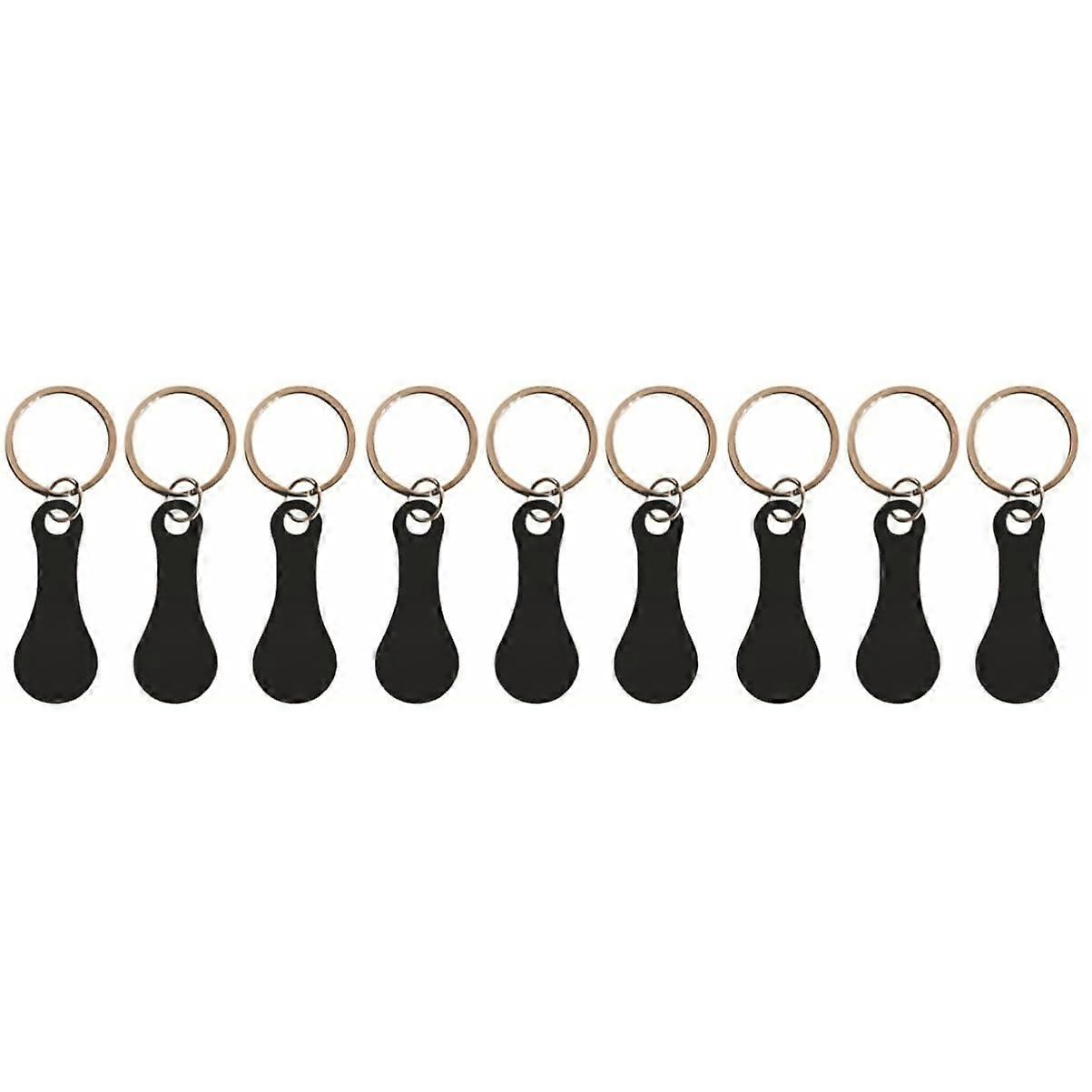 Shopping Trolley Token Set - 3 Portable Mini Trolley Key Tokens, Universal Black Draw Ink Tokens for Shopping Carts