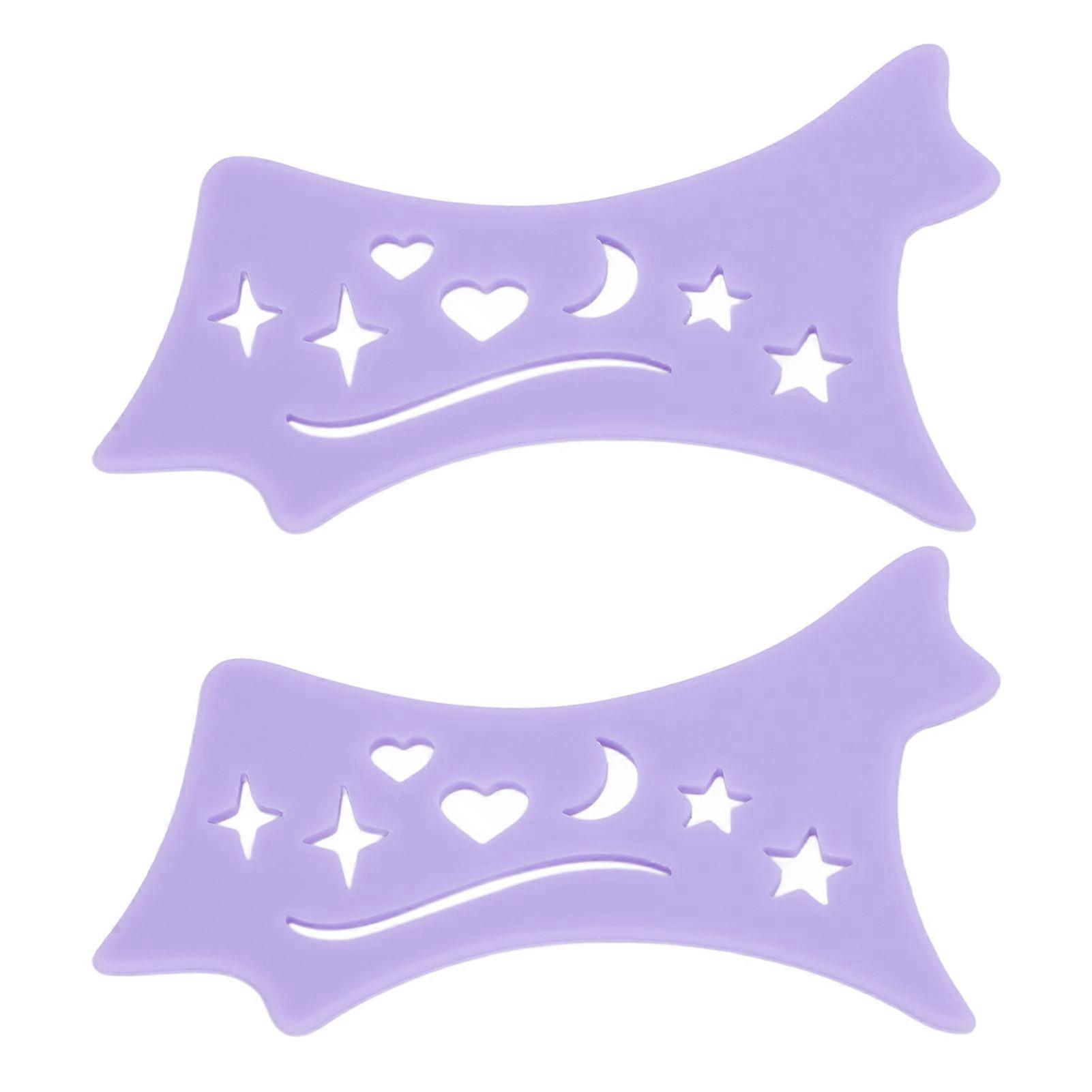 2pcs Eyeshadow Stencil Template Silicone Models Template Shaping Tools Cutout Star Moon Heart Pattern Eyeshadow Applicator Makeup Tool Purple