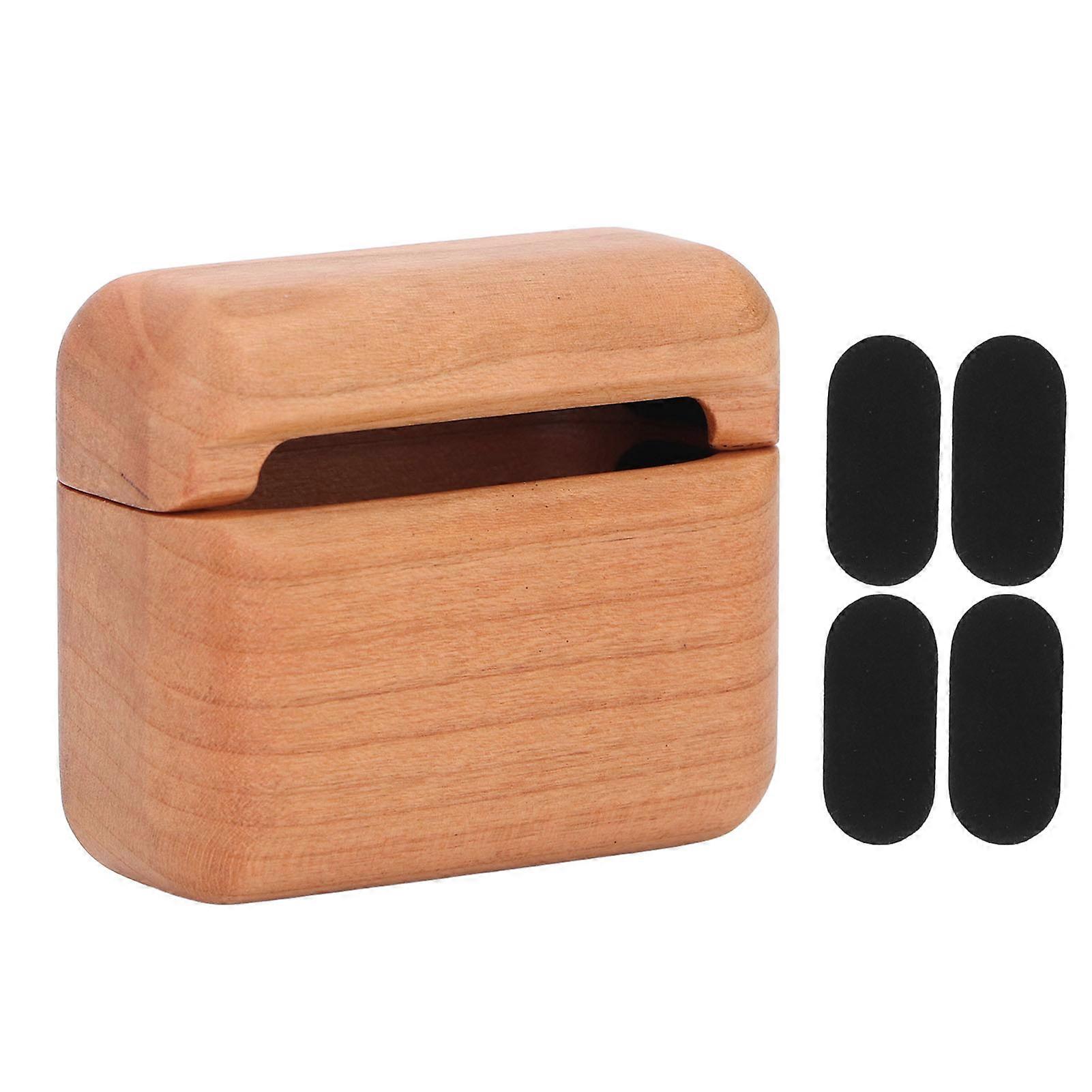 Handcrafted Wood Earbuds Case with Wireless Charging and Microfiber Lining for IOS 3