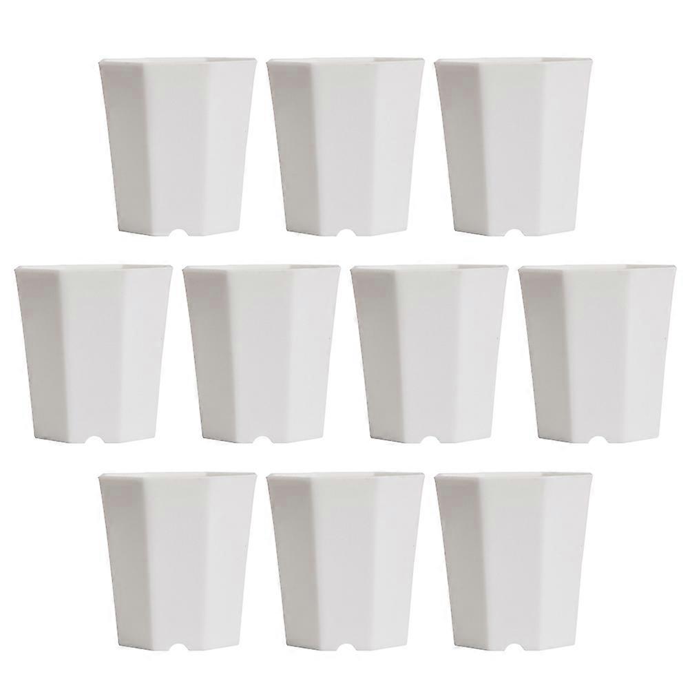 Mini Succulent Pots White Color Octagonal Shape Plastics Material For Tiny Plants And Ferns 10Pcs