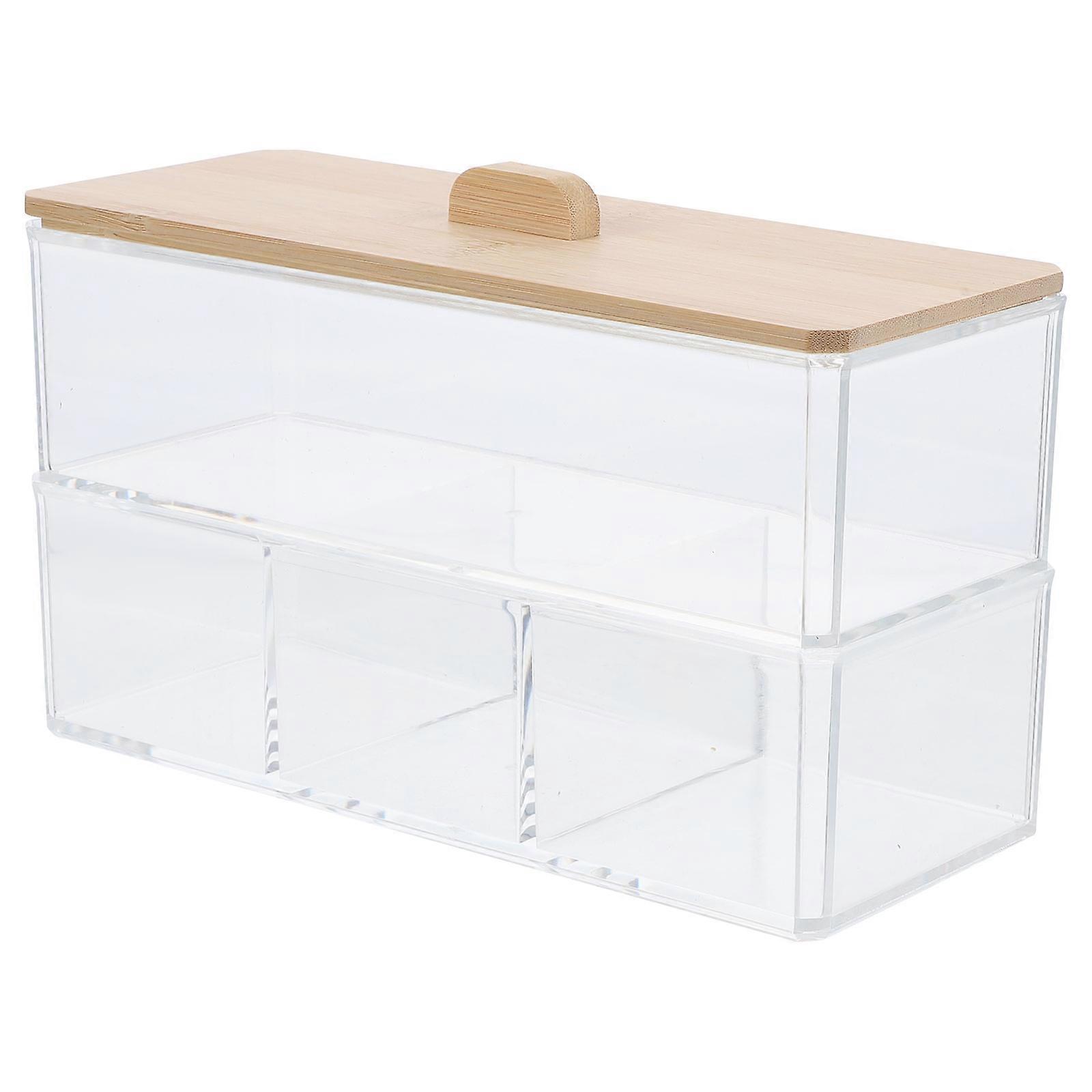 Cotton Pads Holder Clear Organizer Box Storage For Cosmetic Items Living Room 23x15x9.5cm Compact Design 1Set