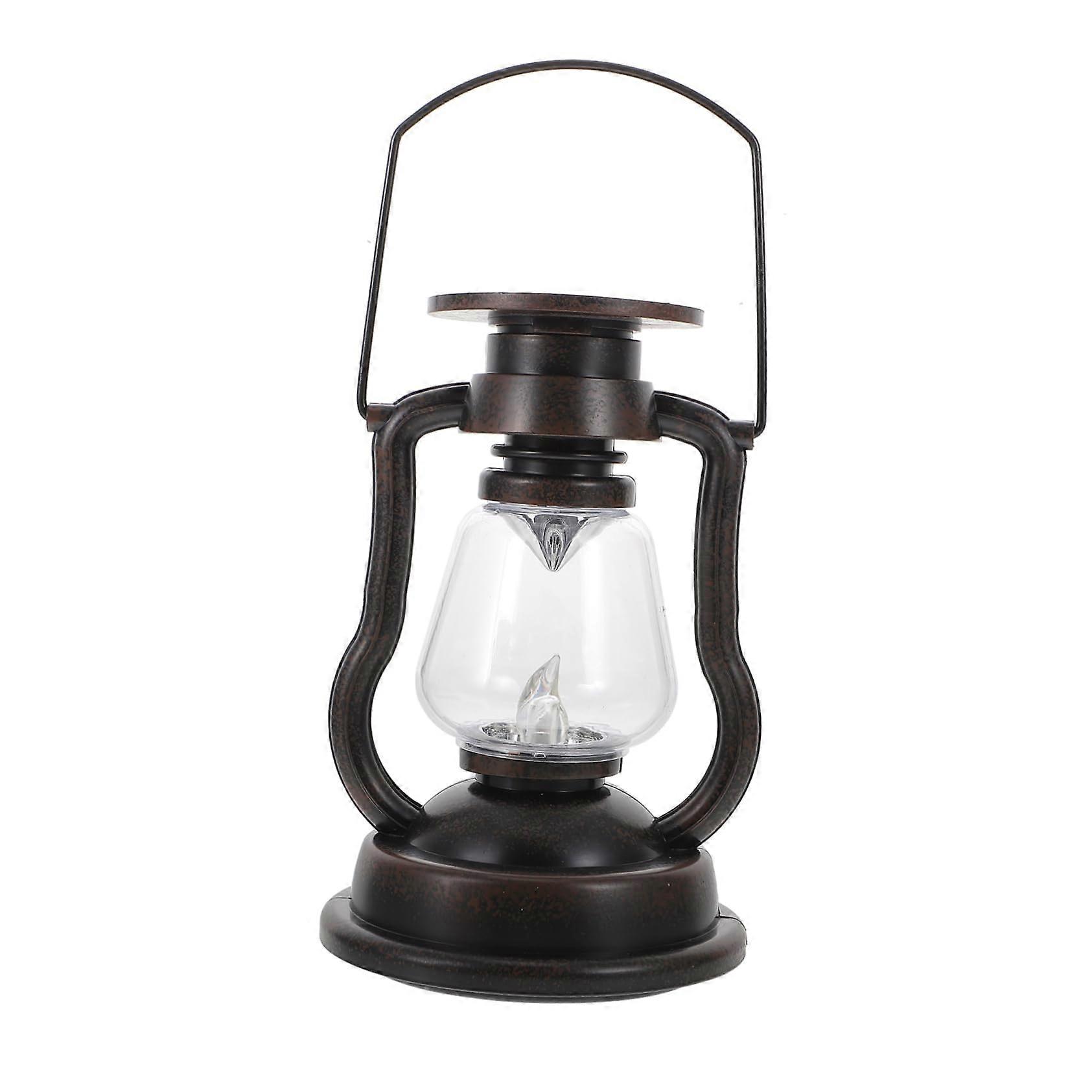 Retro LED Lantern Solar-Powered Wall-Hanging Lantern With Flame Effect, ABS Outdoor Lamp, Battery Powered Yard Decor