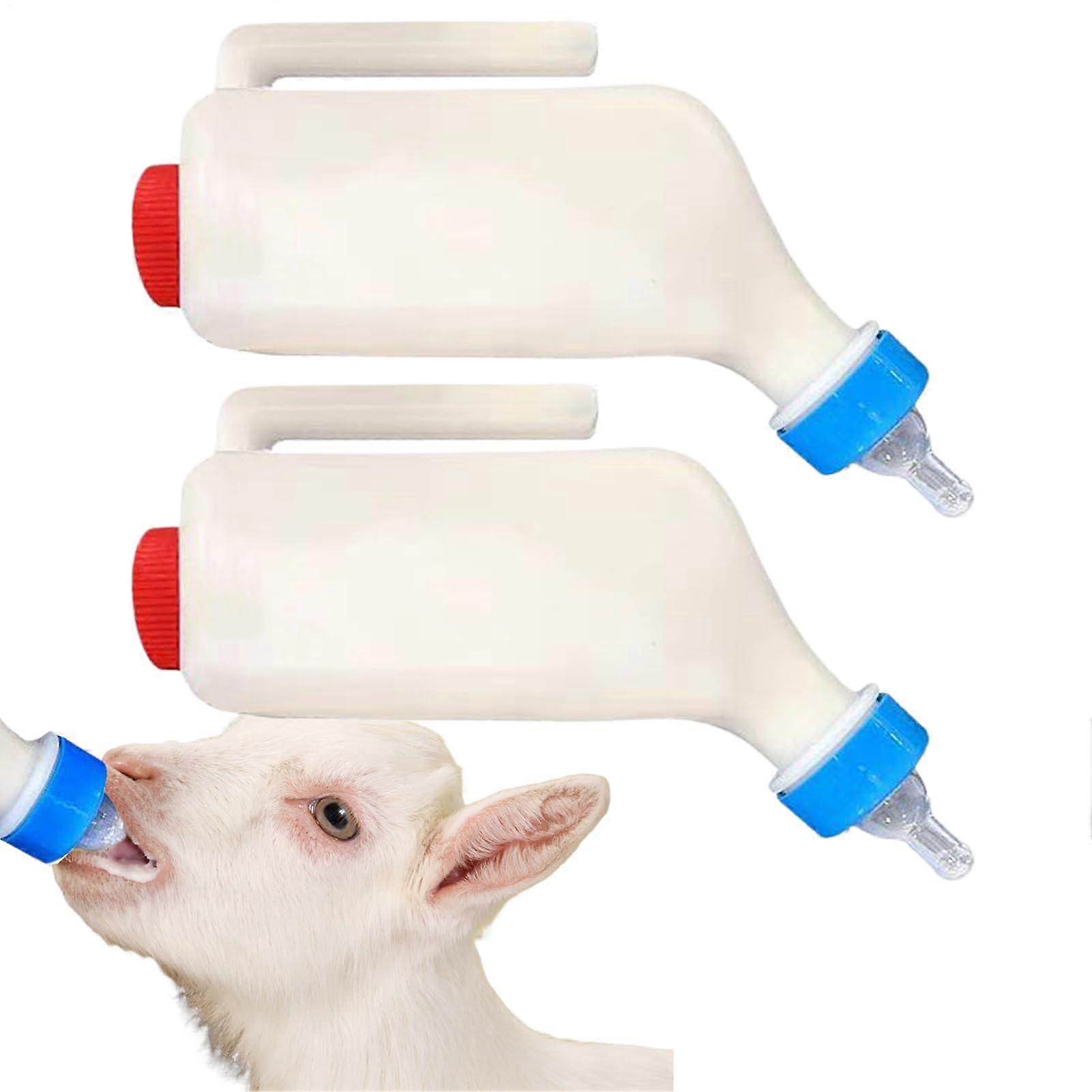 Goat Feeding Bottles  2 x Lamb Feeder Bottles, Pet Breeding Accessories with Scale and Handle for Goats, Cow, Sheep, Puppies 800 ml B