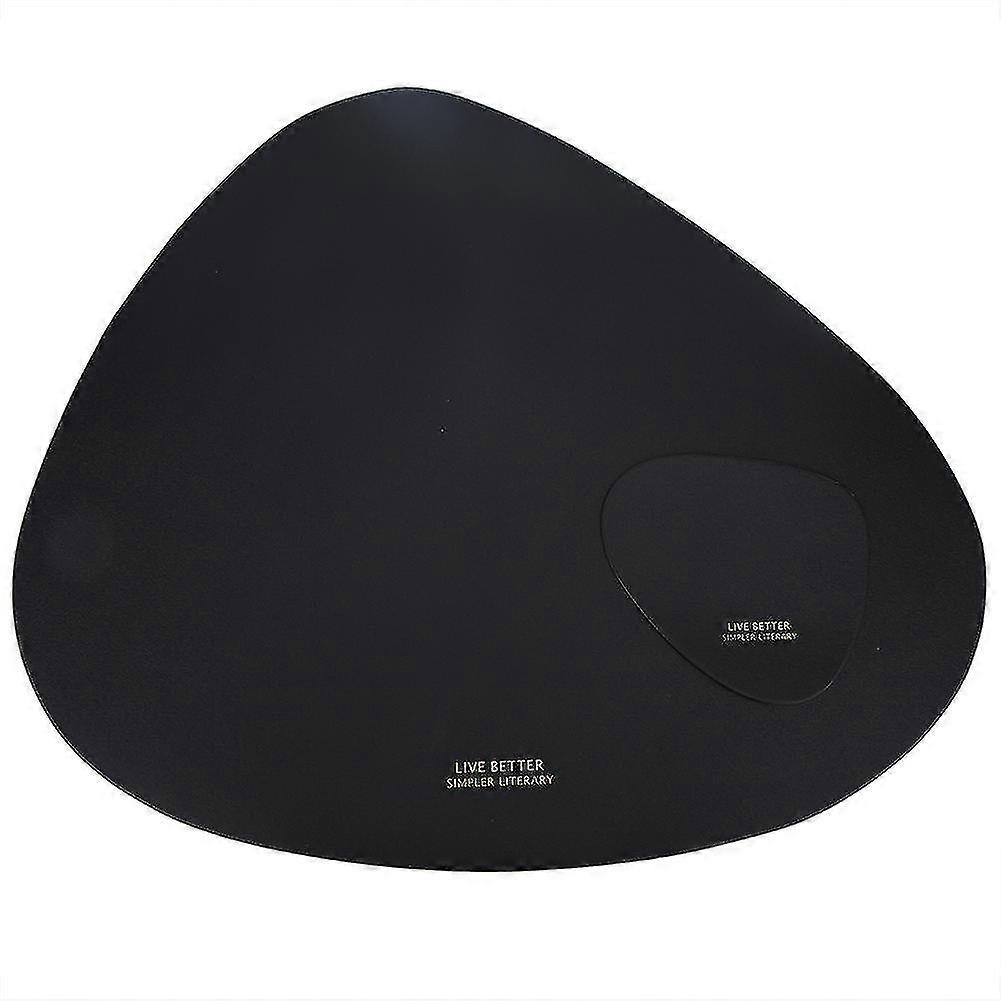 Triangular Nordic Leather Placemat - Waterproof Heat Insulation & Anti-Slip Tableware Mat in Black for Stylish Dining Decor