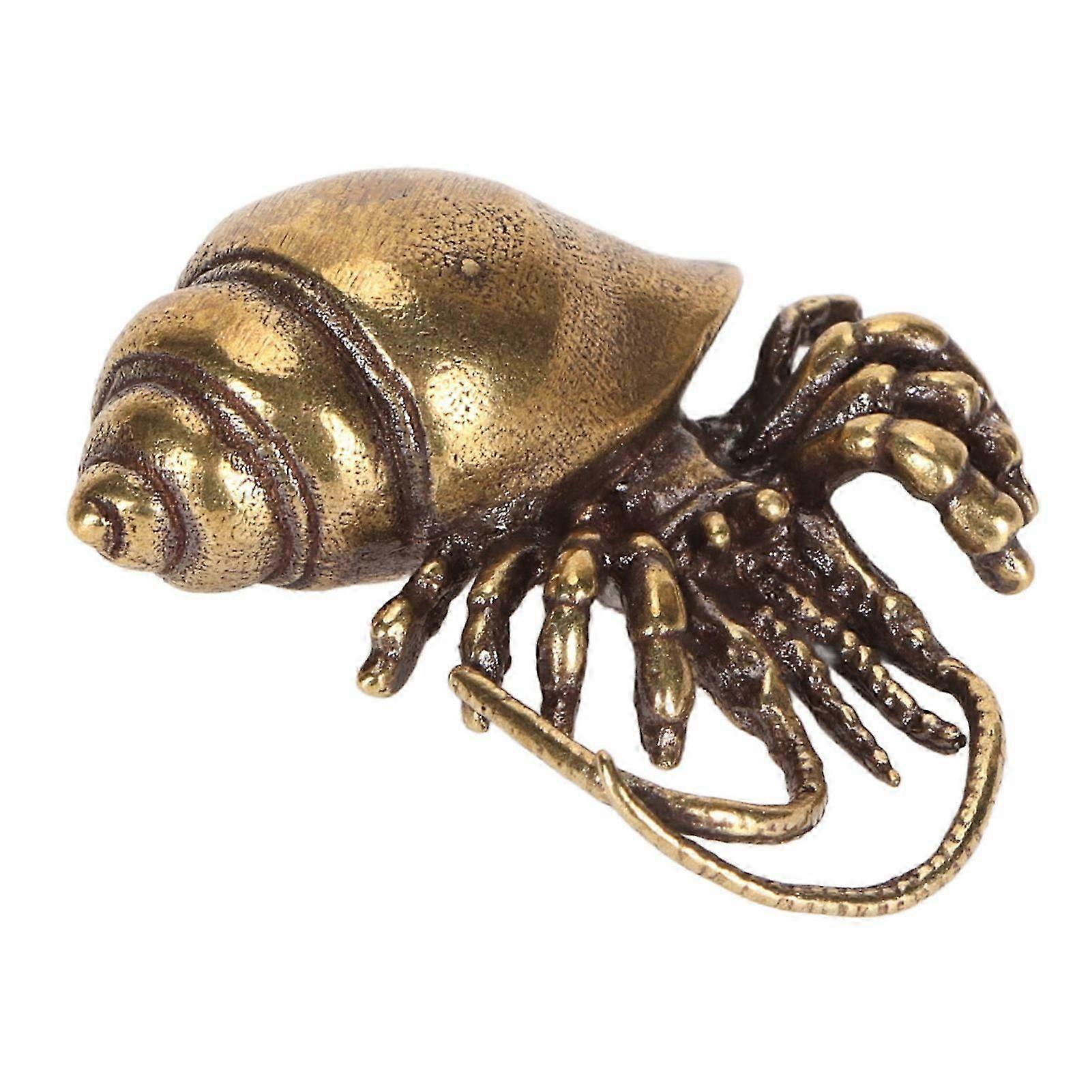 Brass Hermit Crab Staute Compact Flat Bottom Tea Pet Hermit Crab Desktop Decor for Office