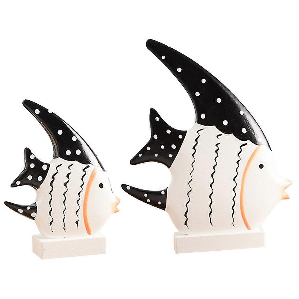 2pcs Fish Craft Wooden Fish Models for Unique Desk Adornment, Creative Home Decoration to Enhance Color Cognition and Imagination