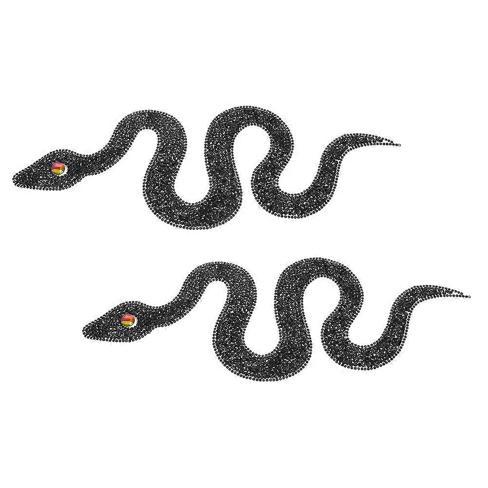 Zircon Snake Shaped Iron-On Patches Diy Decorative Applique For Clothes 2Pcs