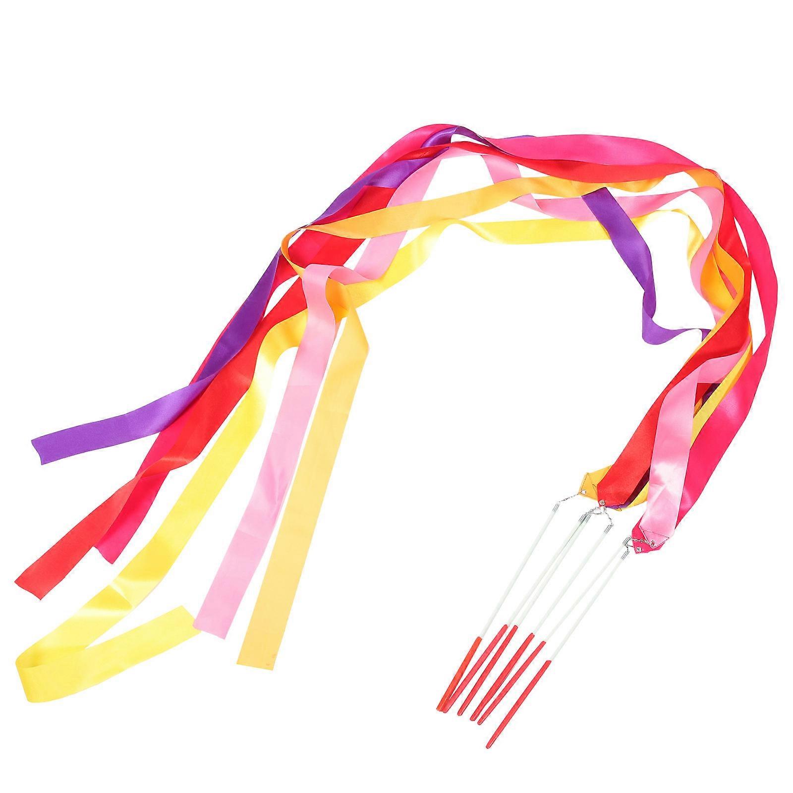 6pcs Colorful Gymnastic Ribbon Sticks for Artistic Dance and Gym Training – Durable Exercise Streamers for Kids and Adults