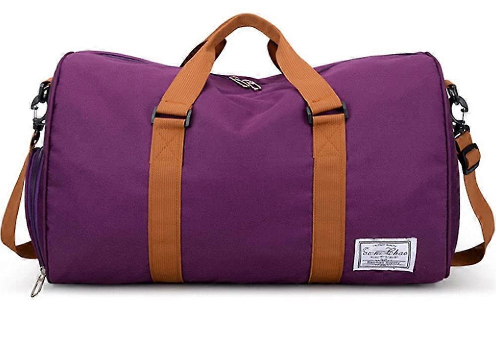 Simple and Large Travel Bag for Short Distances, Canvas Luggage Bag with Large Capacity, Water Resistant Multipurpose Sports Bag Purple