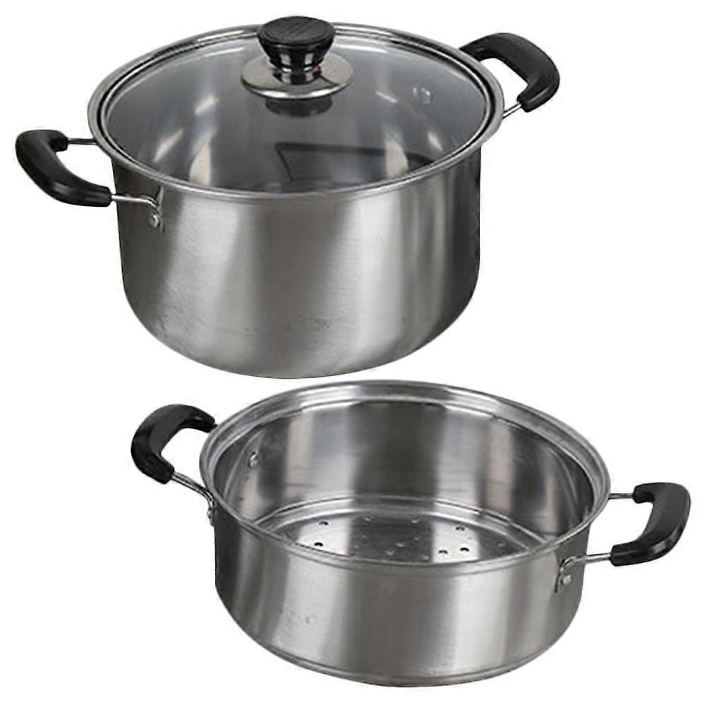 Stainless Steel Steamer Pot for Home Use Multifunctional Cooking Ideal for Soup and Noodles Silver